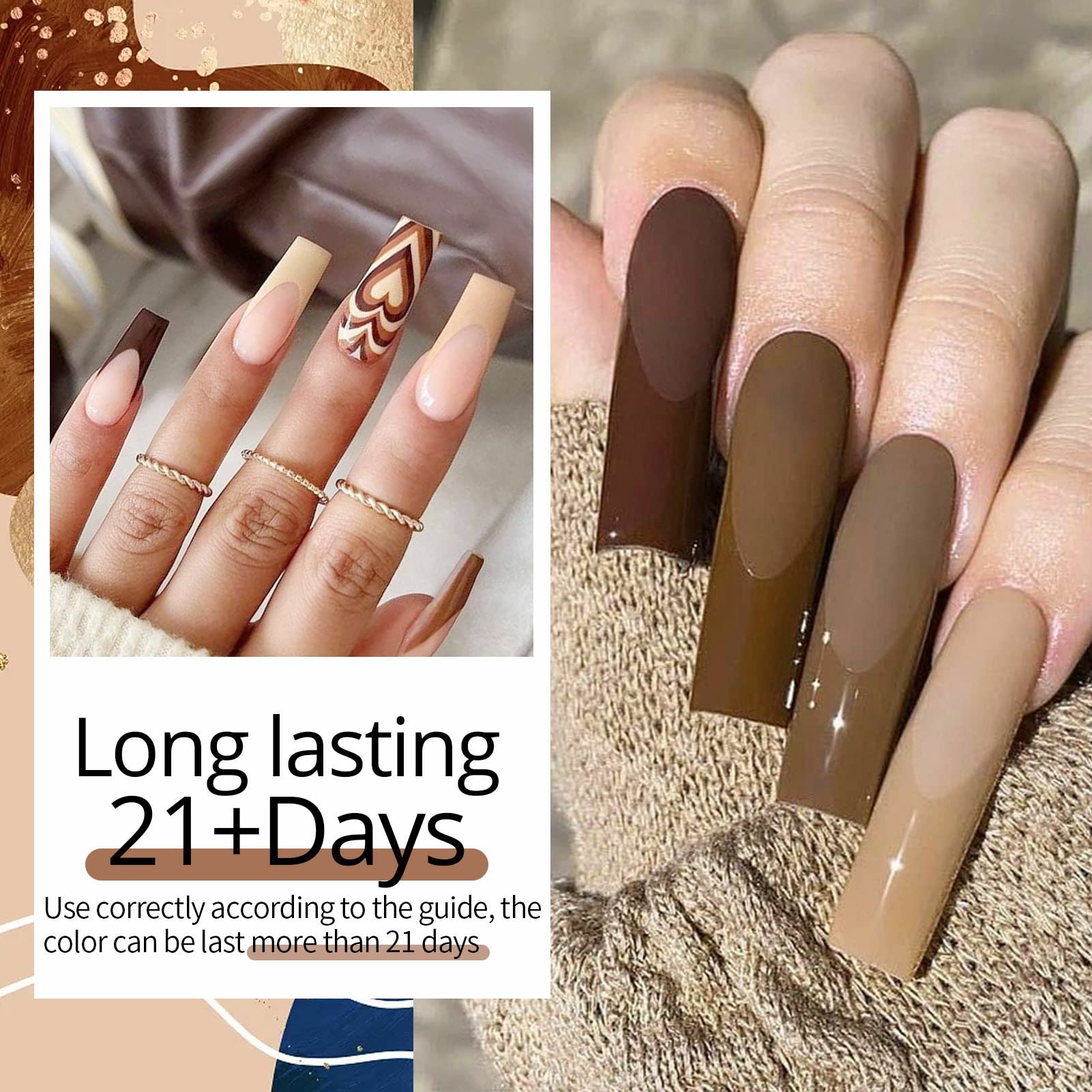 UR SUGAR Brown Gel Nail Polish Set — 6 Fall Colors (Soak-Off)