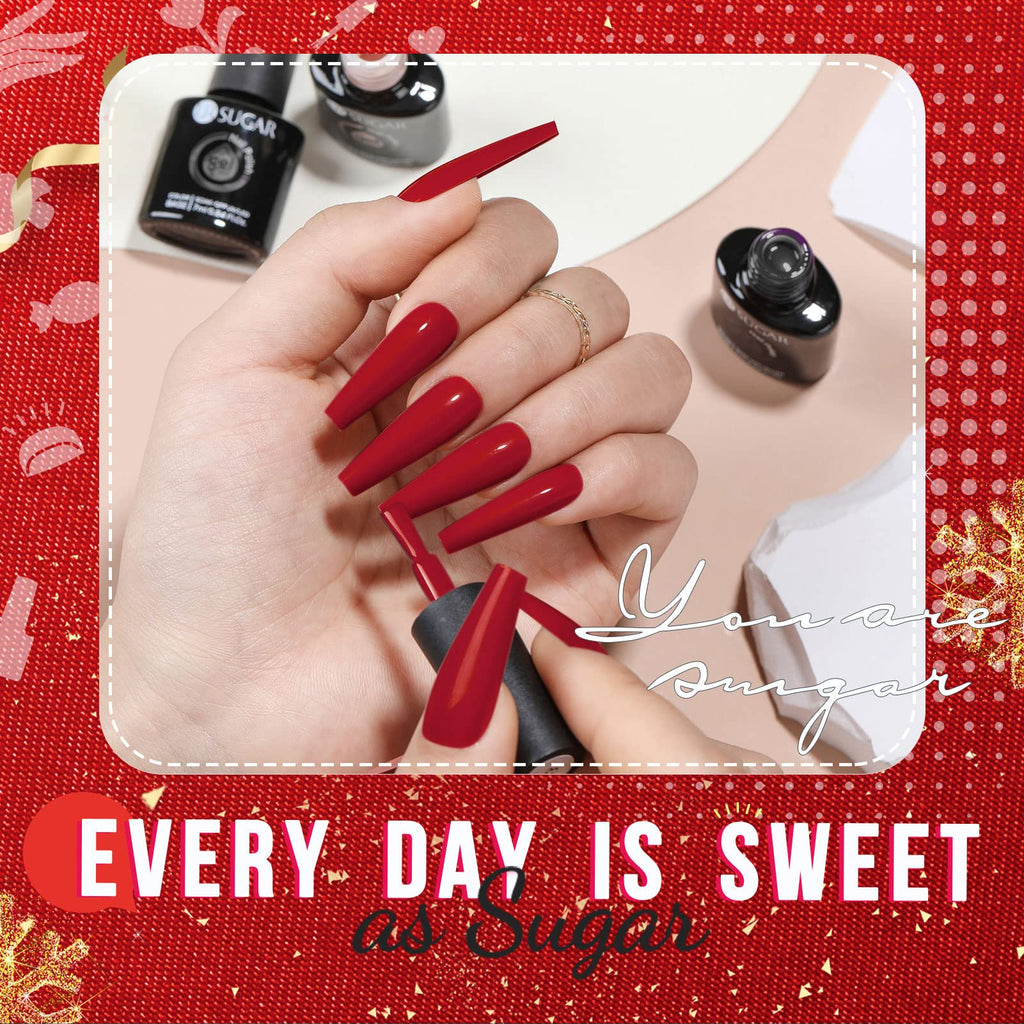 UR SUGAR Christmas Gel Nail Polish Set — 6 Colors (Sparkle Green, Dark Green, Glitter Red, Christmas Red, Bling Silver, Glitter Champagne)