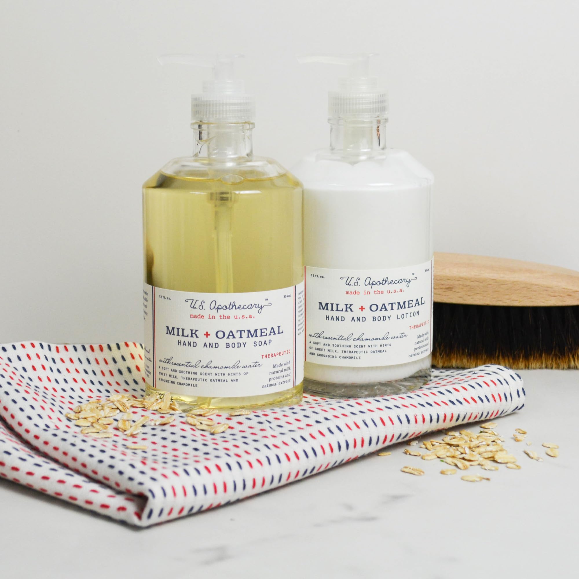 U.S. Apothecary Milk & Oatmeal Hand Soap | Creamy-Sweet Scent, Oatmeal Extract & Milk Proteins, 12 fl oz
