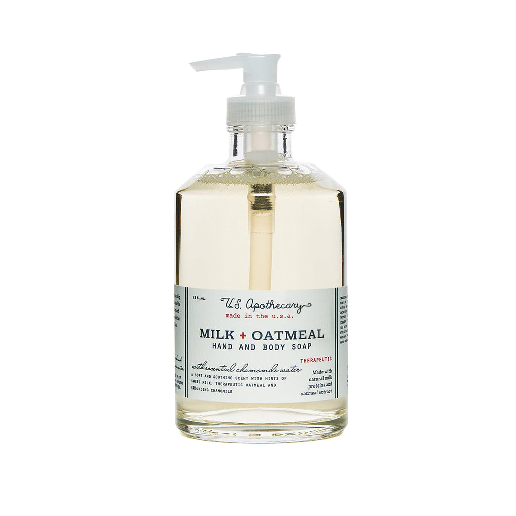 U.S. Apothecary Milk & Oatmeal Hand Soap | Creamy-Sweet Scent, Oatmeal Extract & Milk Proteins, 12 fl oz