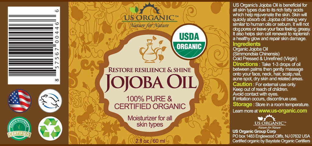 US Organic Jojoba Oil – 100% Pure USDA Organic, Cold-Pressed Virgin, 2oz (56ml)