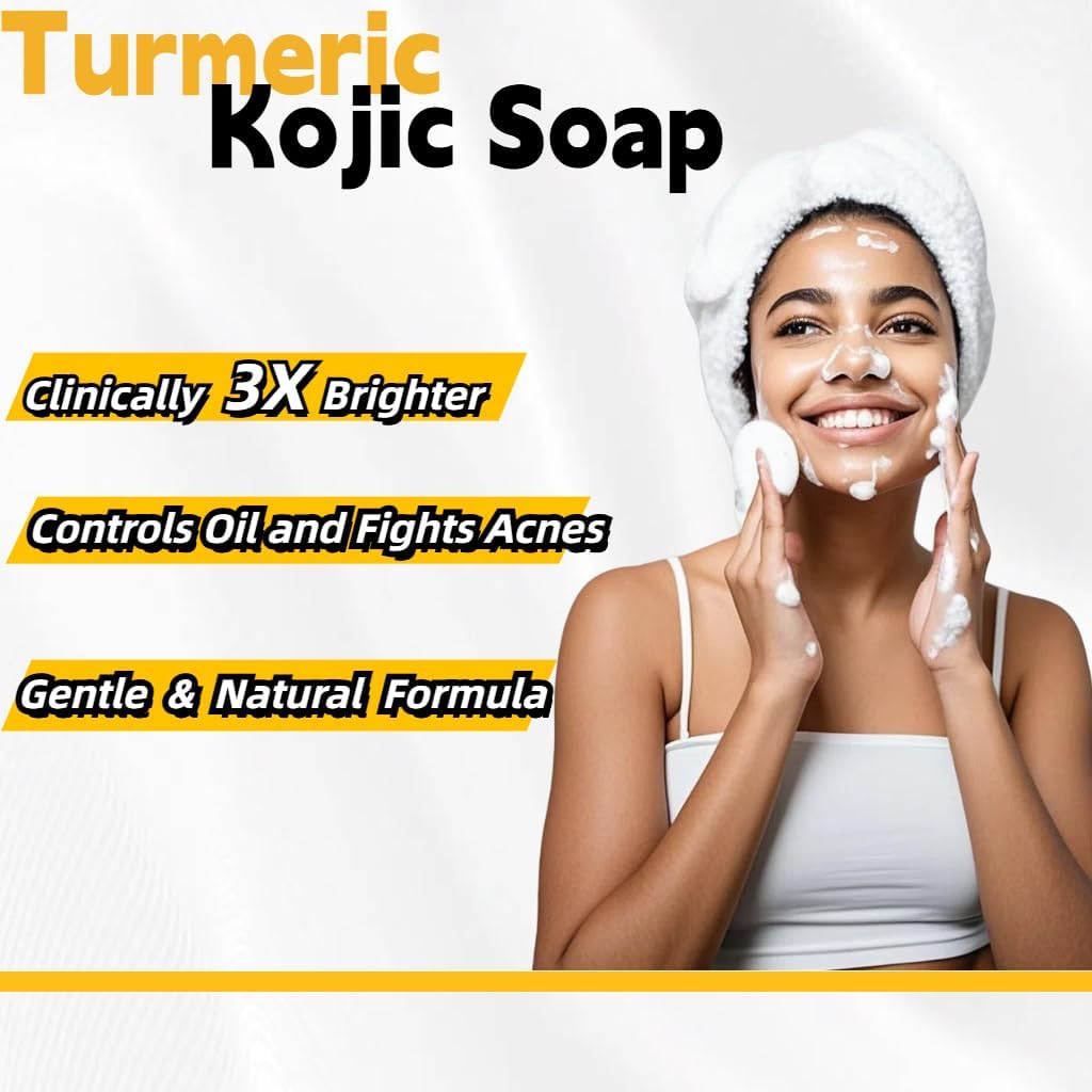 Uselective 2 Pack Turmeric & Lemon Glow Soap Bar – Kojic Acid, Vitamin C, Retinol, 3x Moisturizing, SLS Free