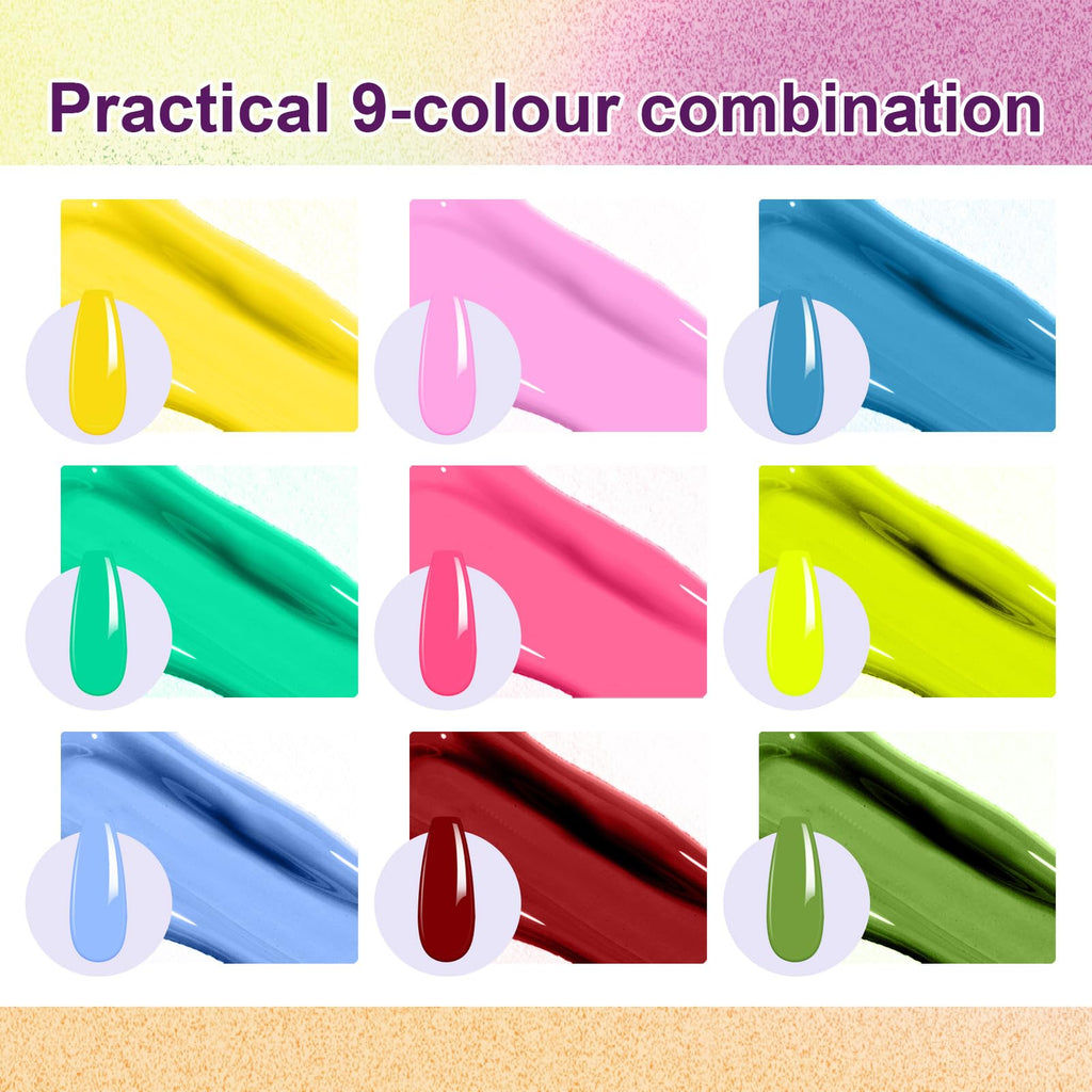 U-Shinein Gradient Painting Gel – 9-Color Ombre Kit | UV Soak-Off, No-Wipe, ChromaGlow