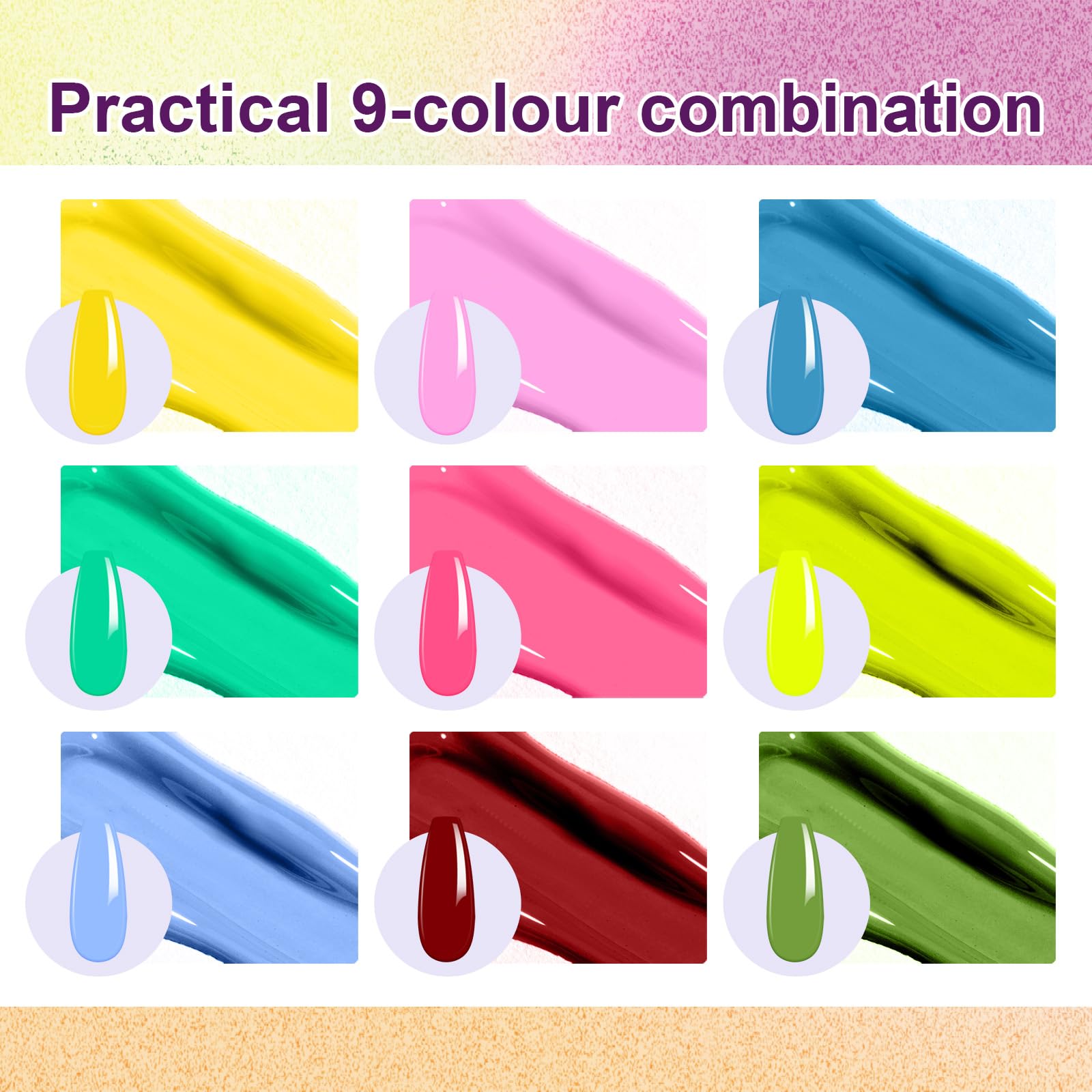 U-Shinein Gradient Painting Gel – 9-Color Ombre Kit | UV Soak-Off, No-Wipe, ChromaGlow
