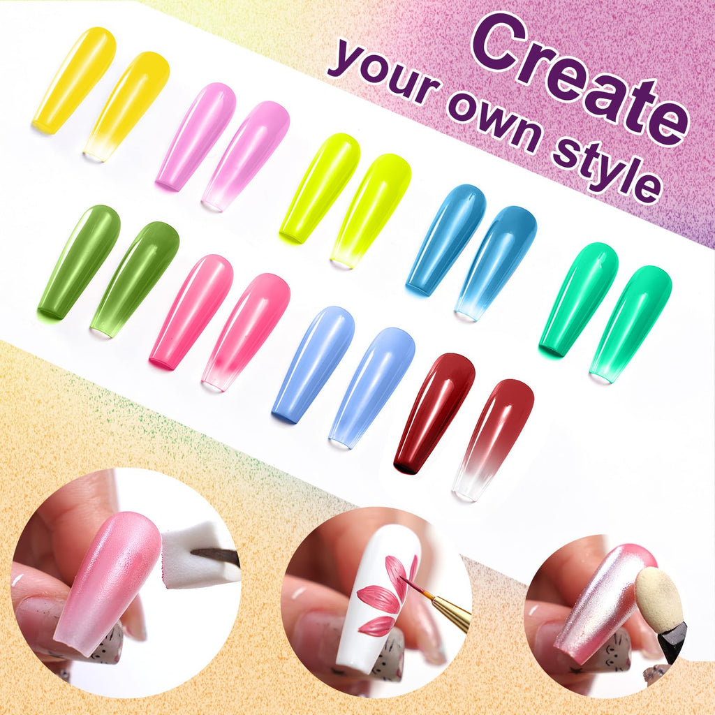 U-Shinein Gradient Painting Gel – 9-Color Ombre Kit | UV Soak-Off, No-Wipe, ChromaGlow
