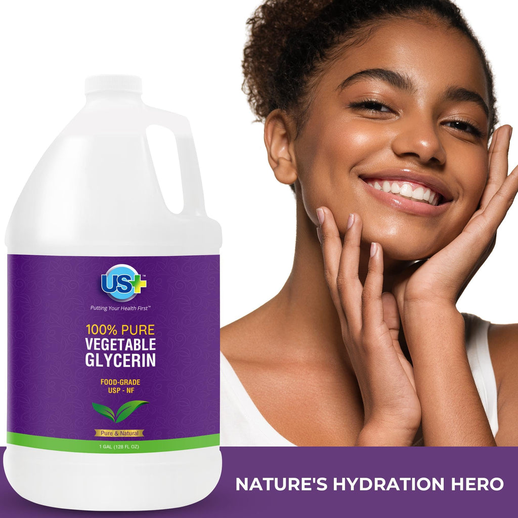 US+ 100% Pure Vegetable Glycerin – USP Food & Pharmaceutical Grade – Premium All-Natural Moisturizer, Cleanser & DIY Cosmetic (1 Gallon)