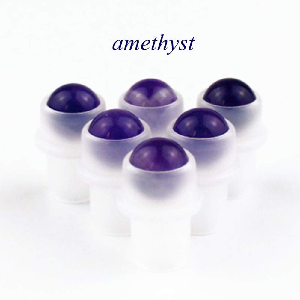 USRommaner 5 Pack 10ml Clear Roll-On Bottles with Amethyst Chakra Stones | Glass Roller Bottle Set