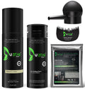 USTAR Hair Building Fibers 77.5g | 5-in-1 Set with Holding Spray (Black) – Instant Fuller Look