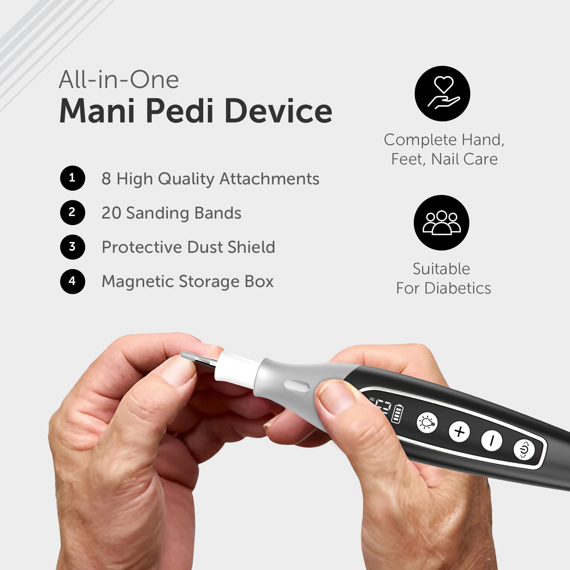 UTILYZE PediLux Pro – Professional At-Home Nail Care Kit with Cordless Nail File, 10-Speed