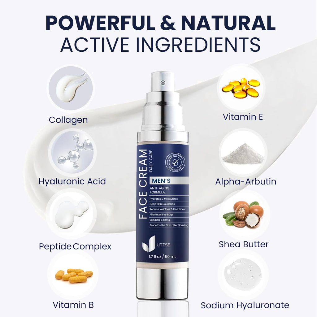 Uttse 6-in-1 Mens Face Moisturizer | Depuff, Brighten, Hydrate – Made in Korea