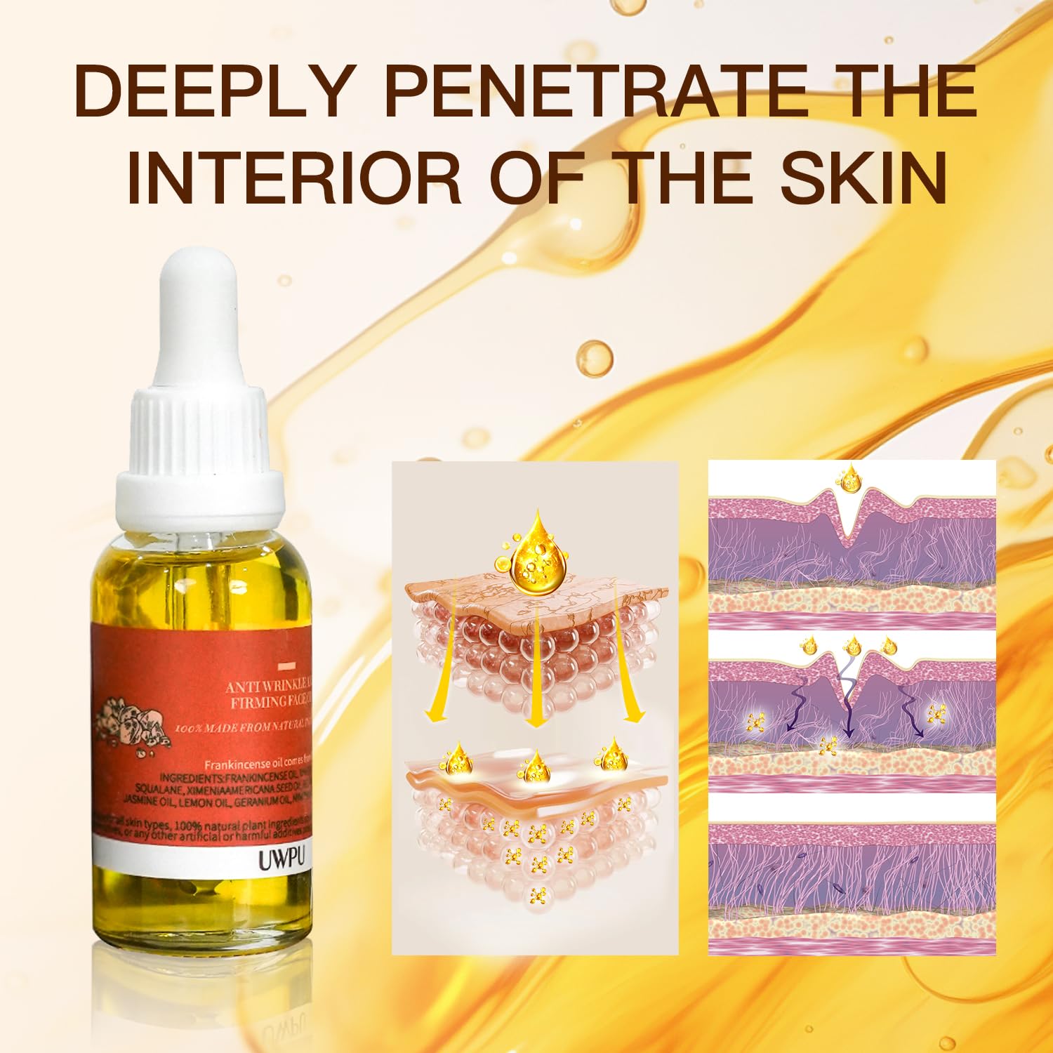UWPU Frankincense Oil for Face – Bakuchiol & Squalane Gentle Facial Oil for All Skin Types
