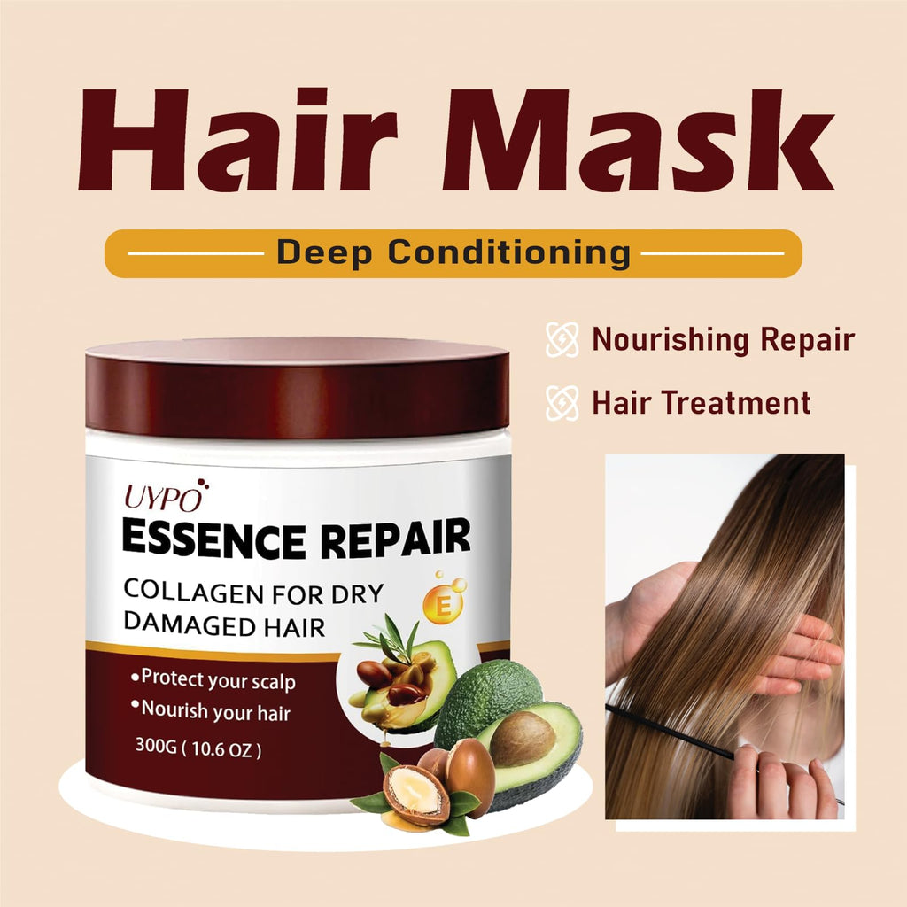 UYPO Collagen & Keratin Hair Mask – Deep Repair for Dry, Damaged Hair with Argan & Avocado Oils