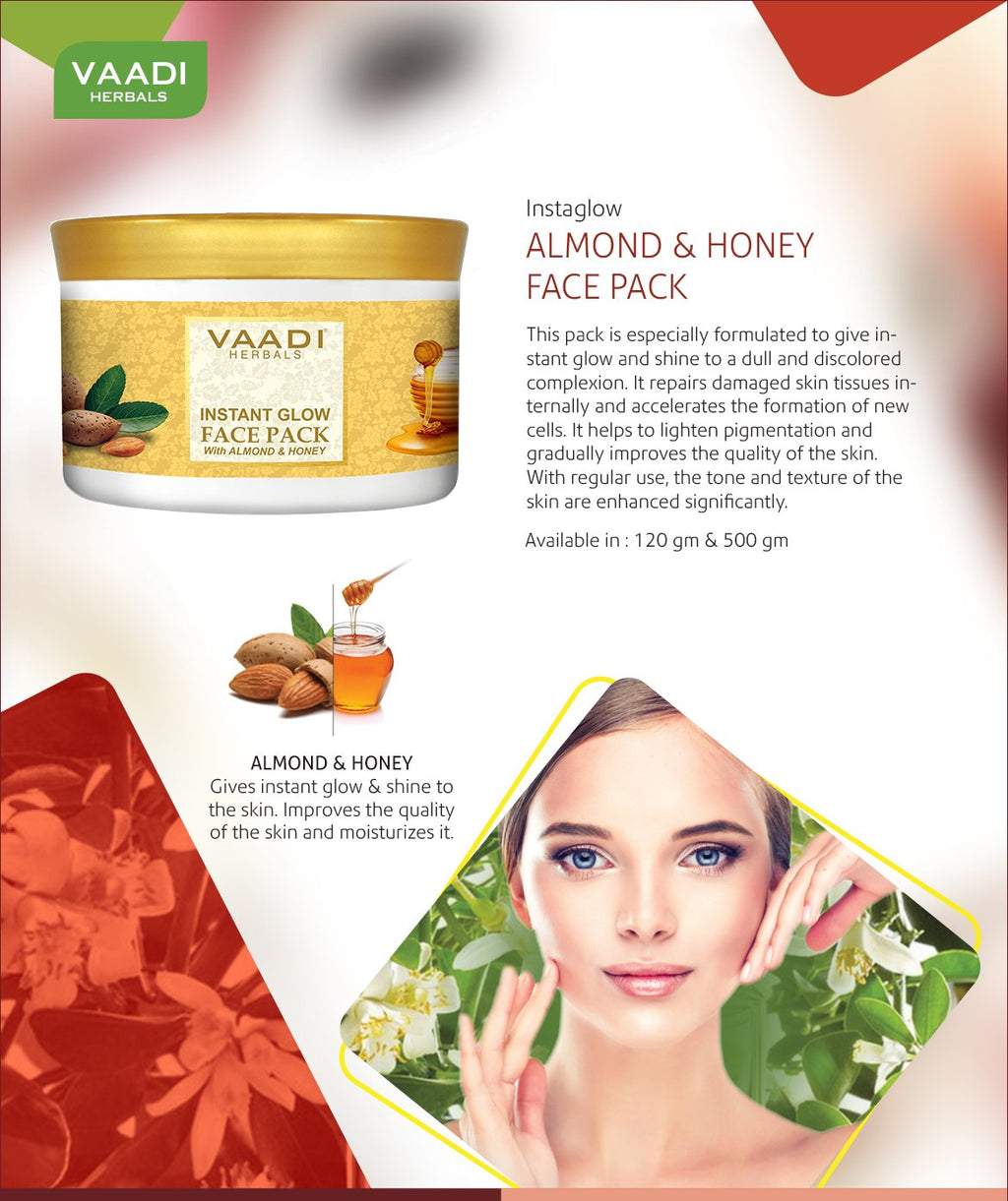 Vaadi Herbals Almond & Honey Face Pack – All Natural, Sulfate-Free, 600 g Value Pack