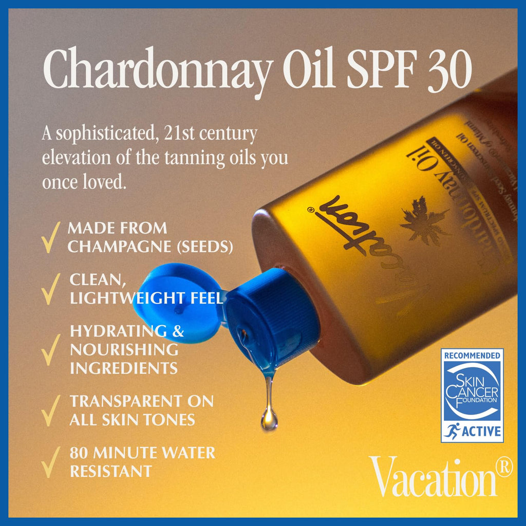 VACATION Chardonnay Oil SPF 30 & Air Freshener Bundle – Travel-Size, Invisible on All Skin Tones
