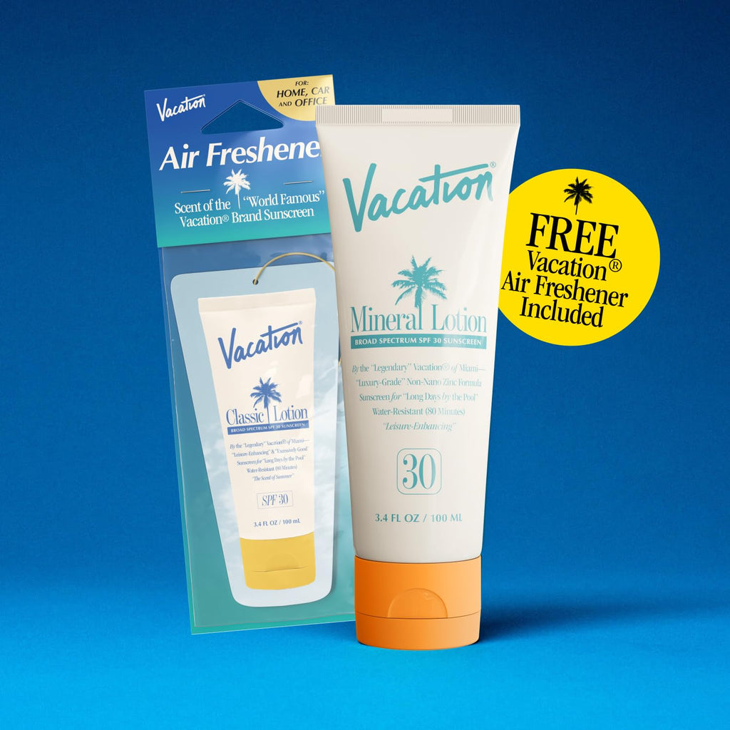 Vacation Mineral Sunscreen SPF 30 & Air Freshener Bundle | Non-Nano Zinc, No White Cast