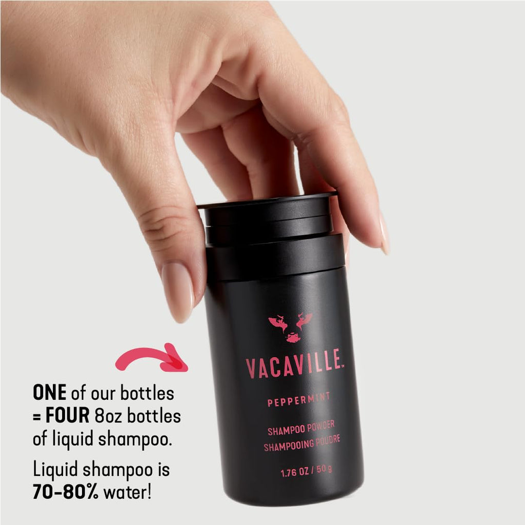 Vacaville Beauty Peppermint Powder Shampoo – Powder-to-Lather, All Hair Types, Vegan & Cruelty-Free