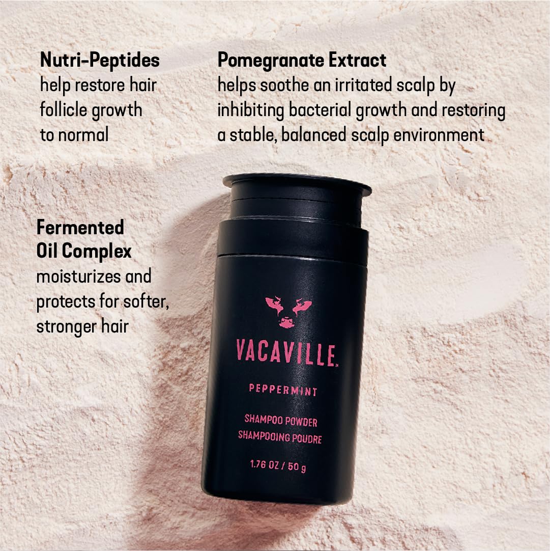 Vacaville Beauty Peppermint Powder Shampoo – Powder-to-Lather, All Hair Types, Vegan & Cruelty-Free
