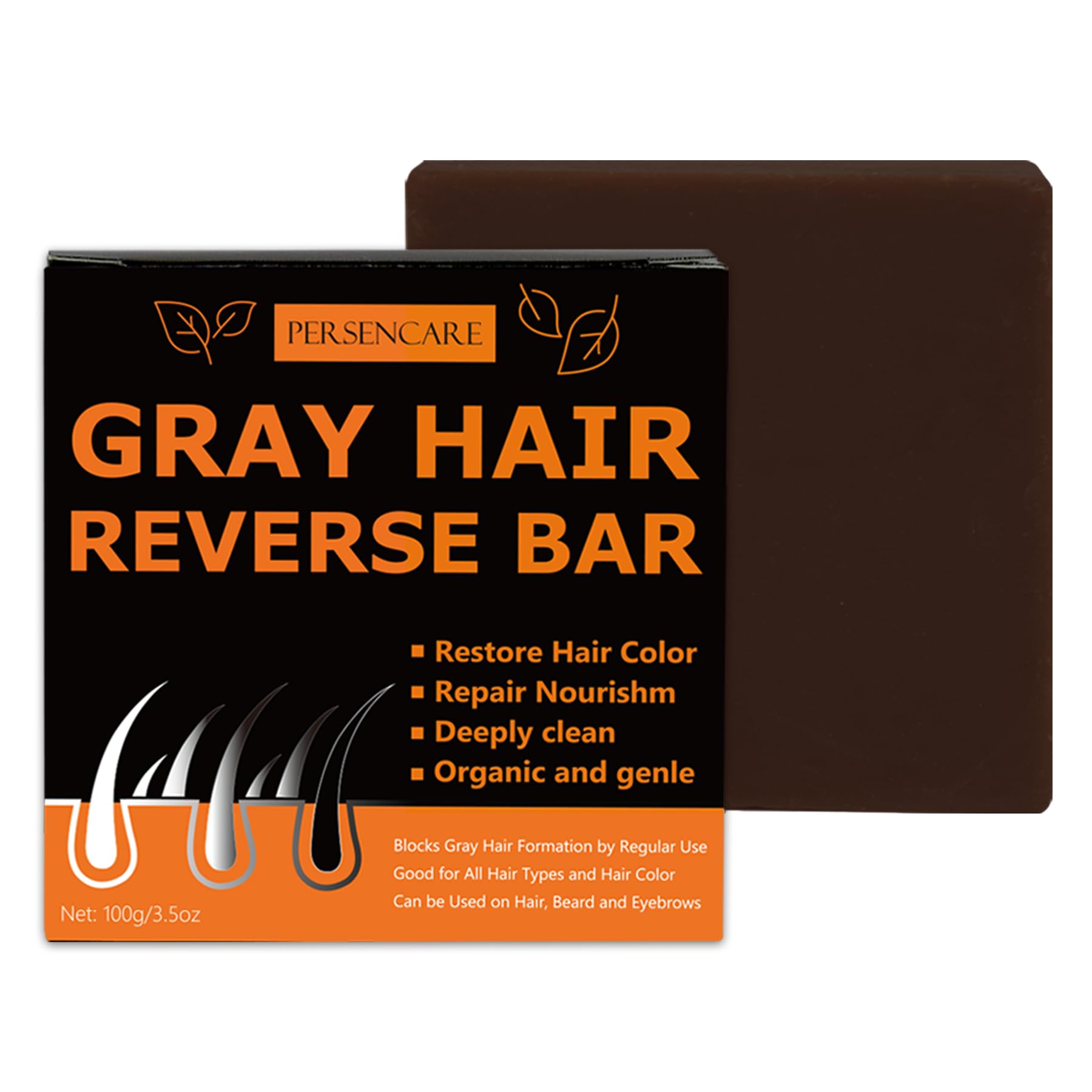 VAEYAE Natural Gray Hair Reverse Bar – Gray Hair Care, Thickening & Darkening Black Soap | 2 Pcs