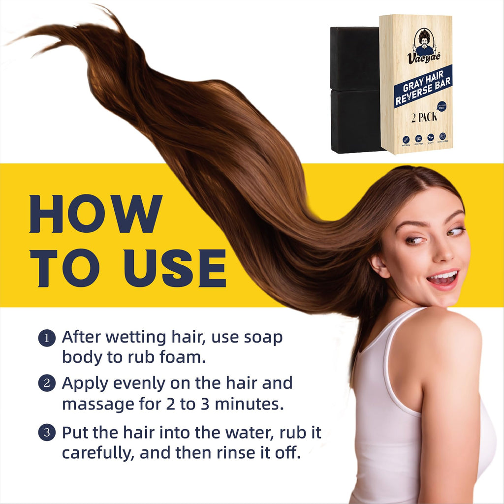 VAEYAE Gray Hair Reverse Bar – 2-in-1 Shampoo & Conditioner (2 Pcs) for Darker, Thicker Hair