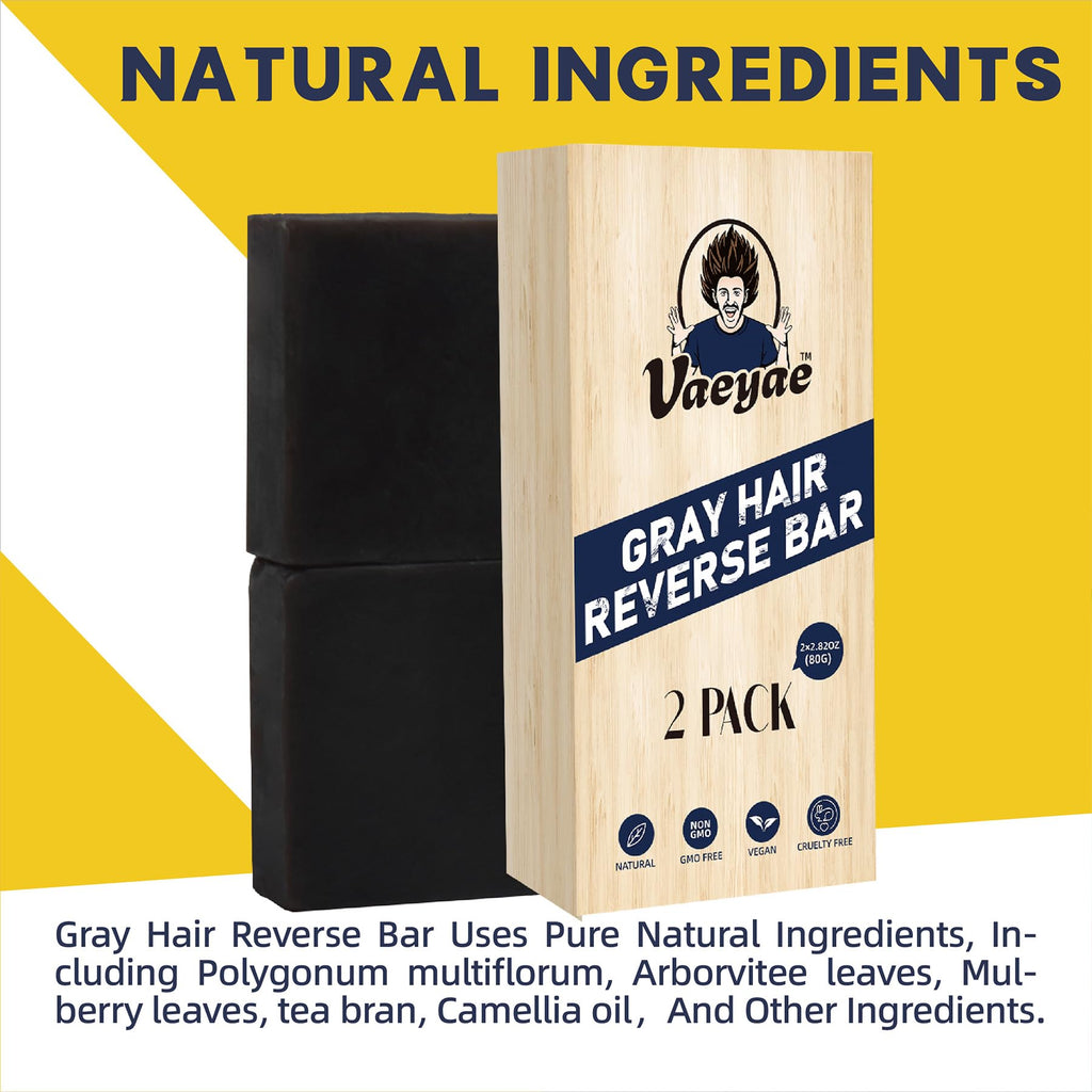 VAEYAE Gray Hair Reverse Bar – 2-in-1 Shampoo & Conditioner (2 Pcs) for Darker, Thicker Hair