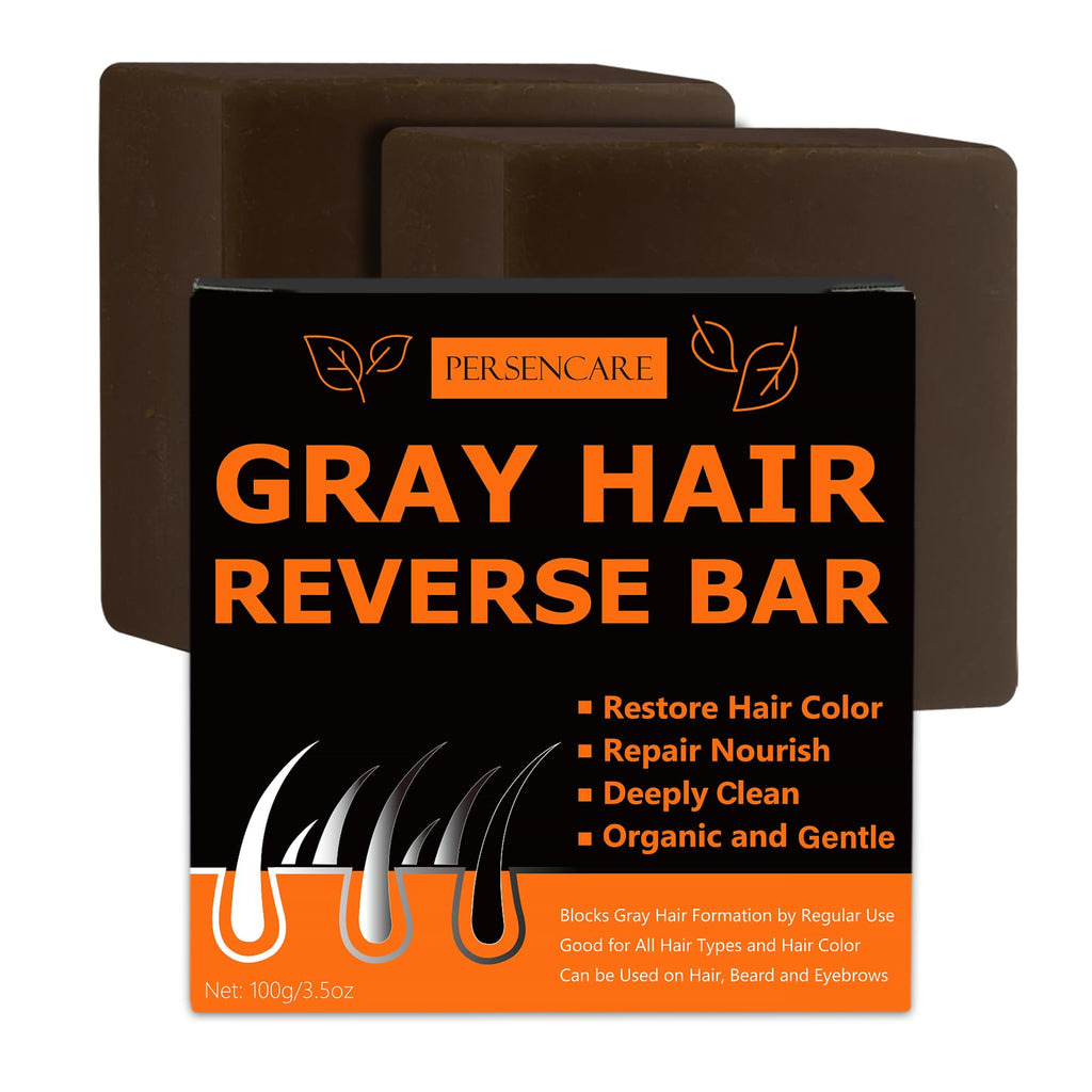 VAEYAE Natural Gray Hair Reverse Bar – Gray Hair Care, Thickening & Darkening Black Soap | 2 Pcs
