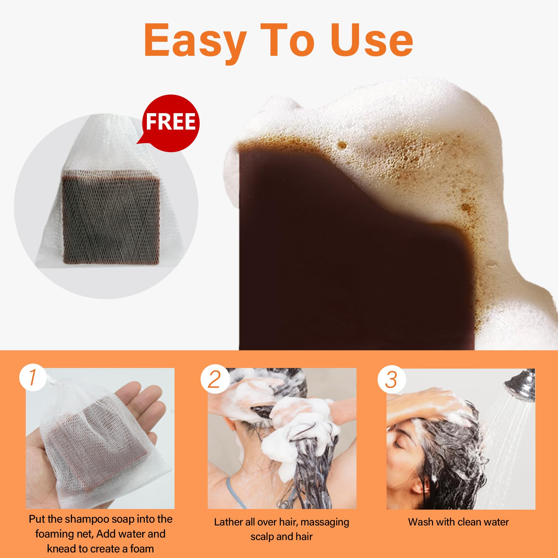 VAEYAE Natural Gray Hair Reverse Bar – Gray Hair Care, Thickening & Darkening Black Soap | 2 Pcs