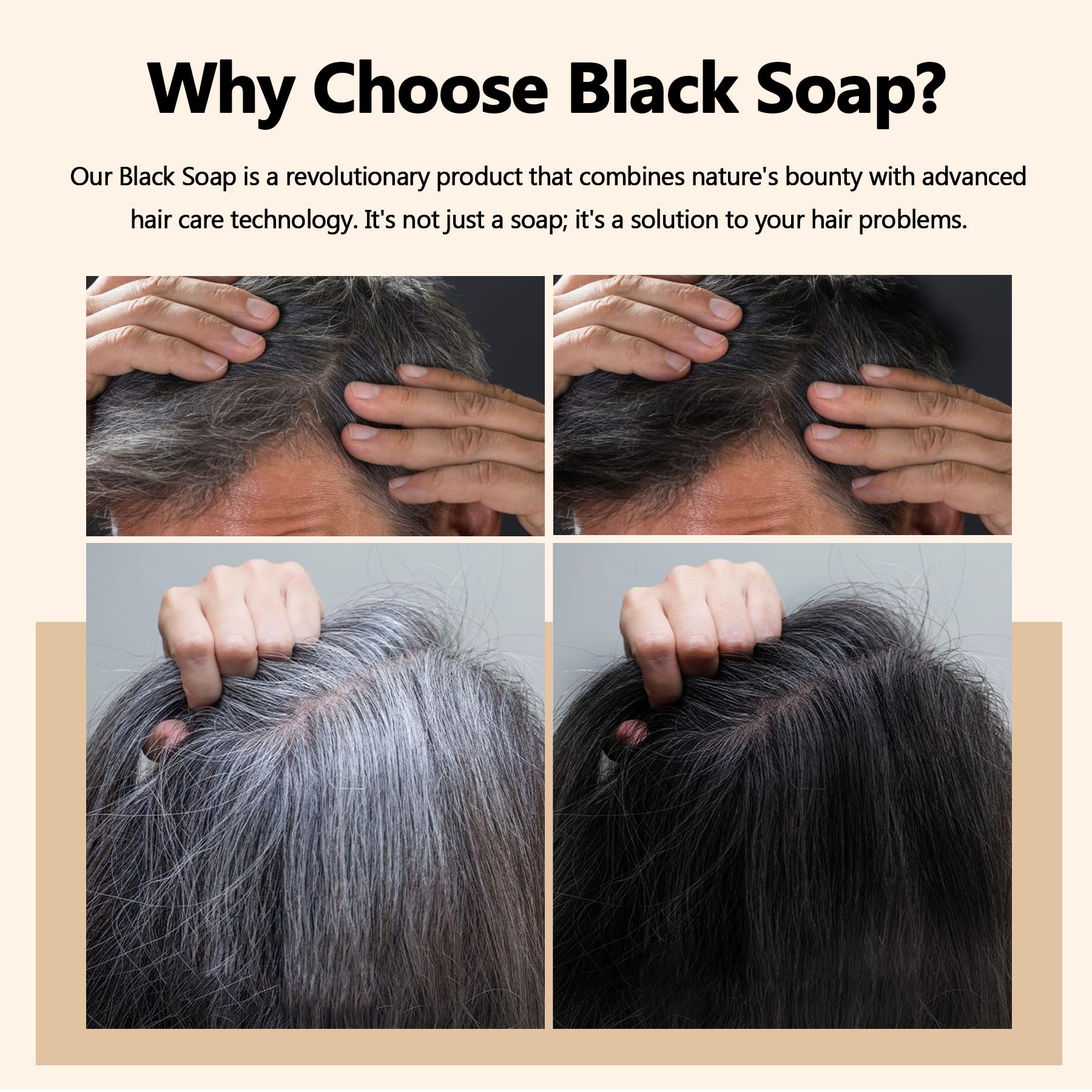 VAEYAE Herbal Emberless Black Hair Soap – Darkening & Thickening with Fo Ti & Castor Oil (2 Pcs)