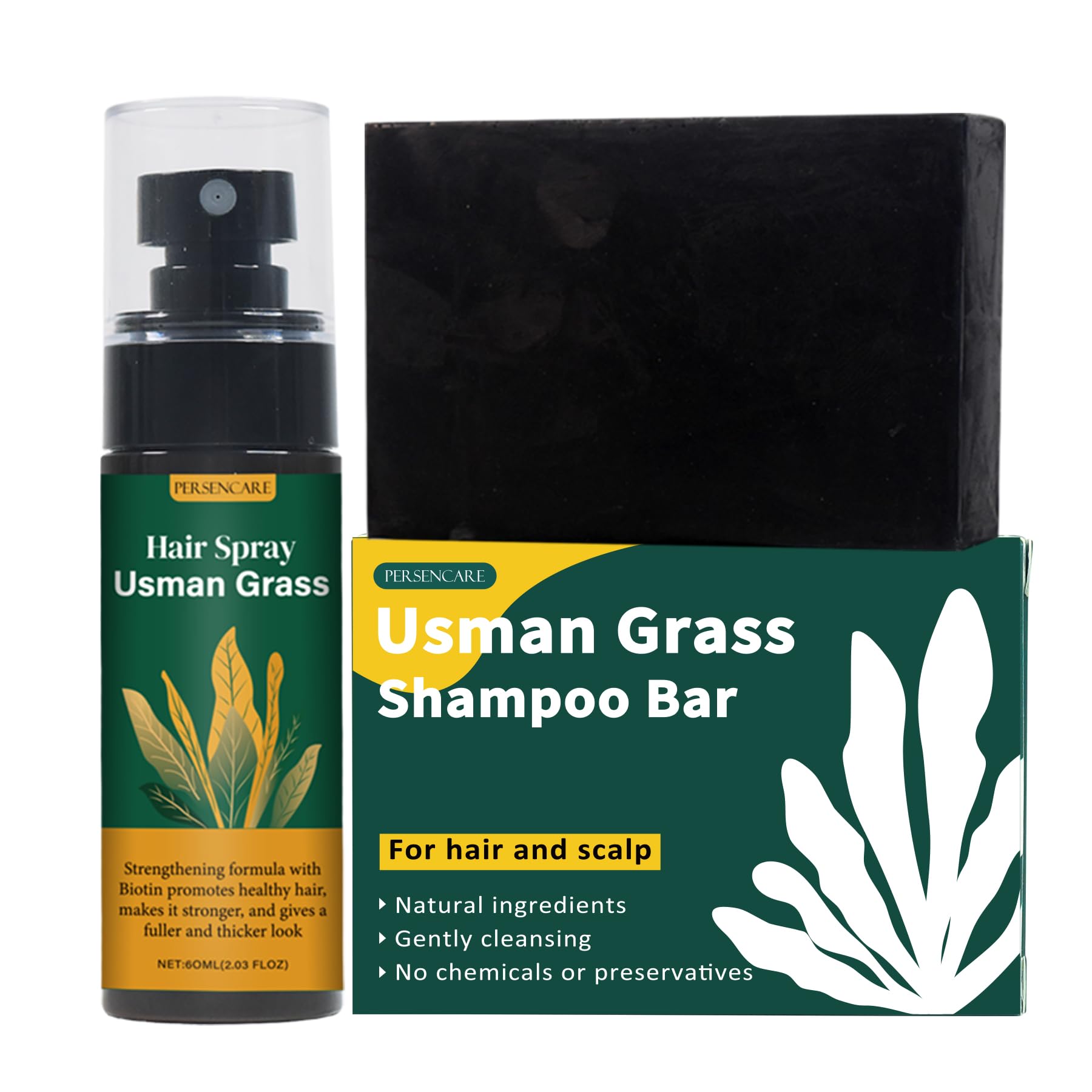 VAEYAE Usman Shampoo Bar + Spray Set — Hair Thickening, Darkening & Scalp Care