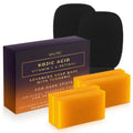 VALITIC Kojic Acid Vitamin C Retinol Soap Bars + Black Exfoliating Gloves — 4 Pack