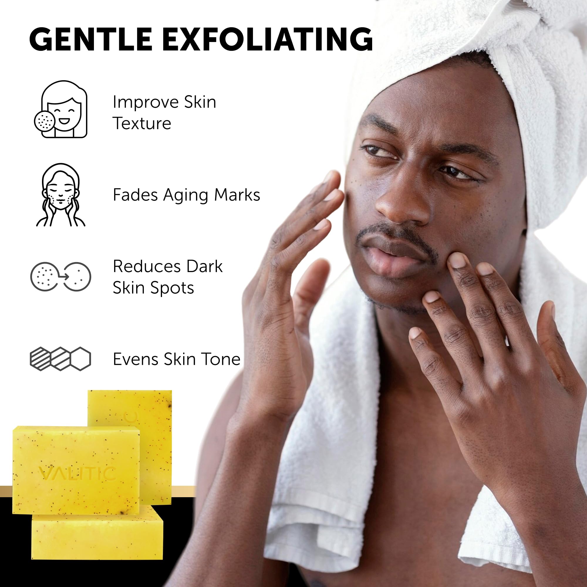VALITIC Lemon Turmeric Soap for Dark Spots – Kojic Acid + Retinol + Vitamin C (2 Pack)