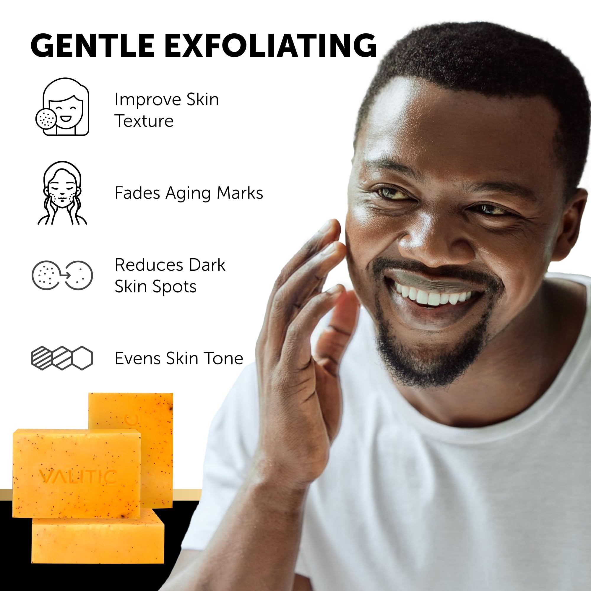 VALITIC Kojic Acid Soap with Turmeric - Dark Spot Remover for Face & Body - 2 Pack