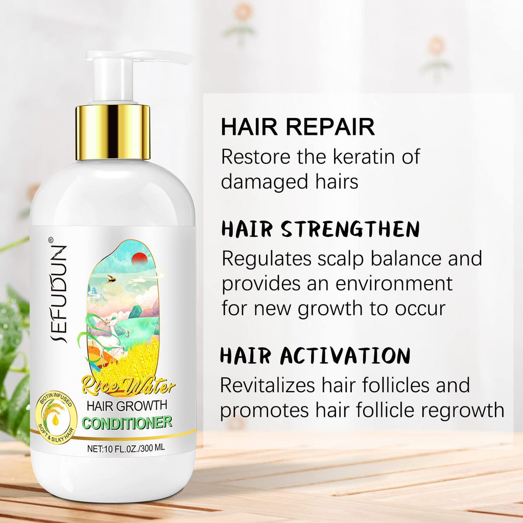 Valleylux Rice Water Hair Growth Conditioner with Biotin – 10 fl oz | Strength, Volume & Shine