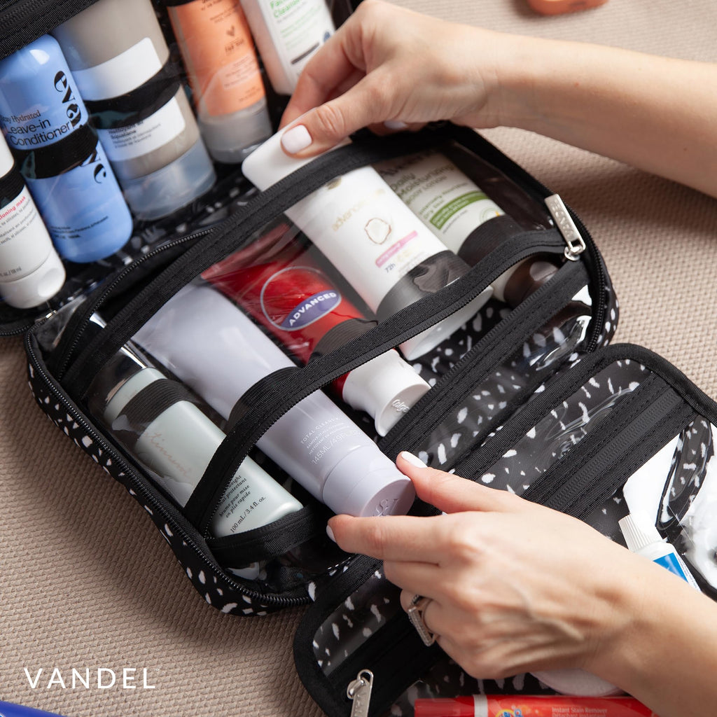 VANDEL Waterproof Hanging Toiletry Bag – Travel Makeup Organizer, White Leopard