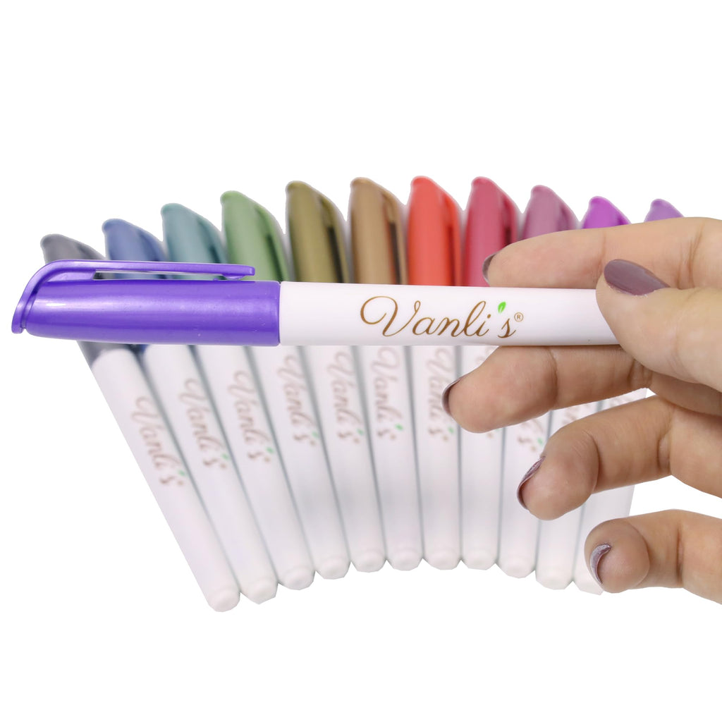 Vanli's Metallic Temporary Tattoo Markers – 12 Pack with 30 Stencil Papers | Body Art for Teens & Adults