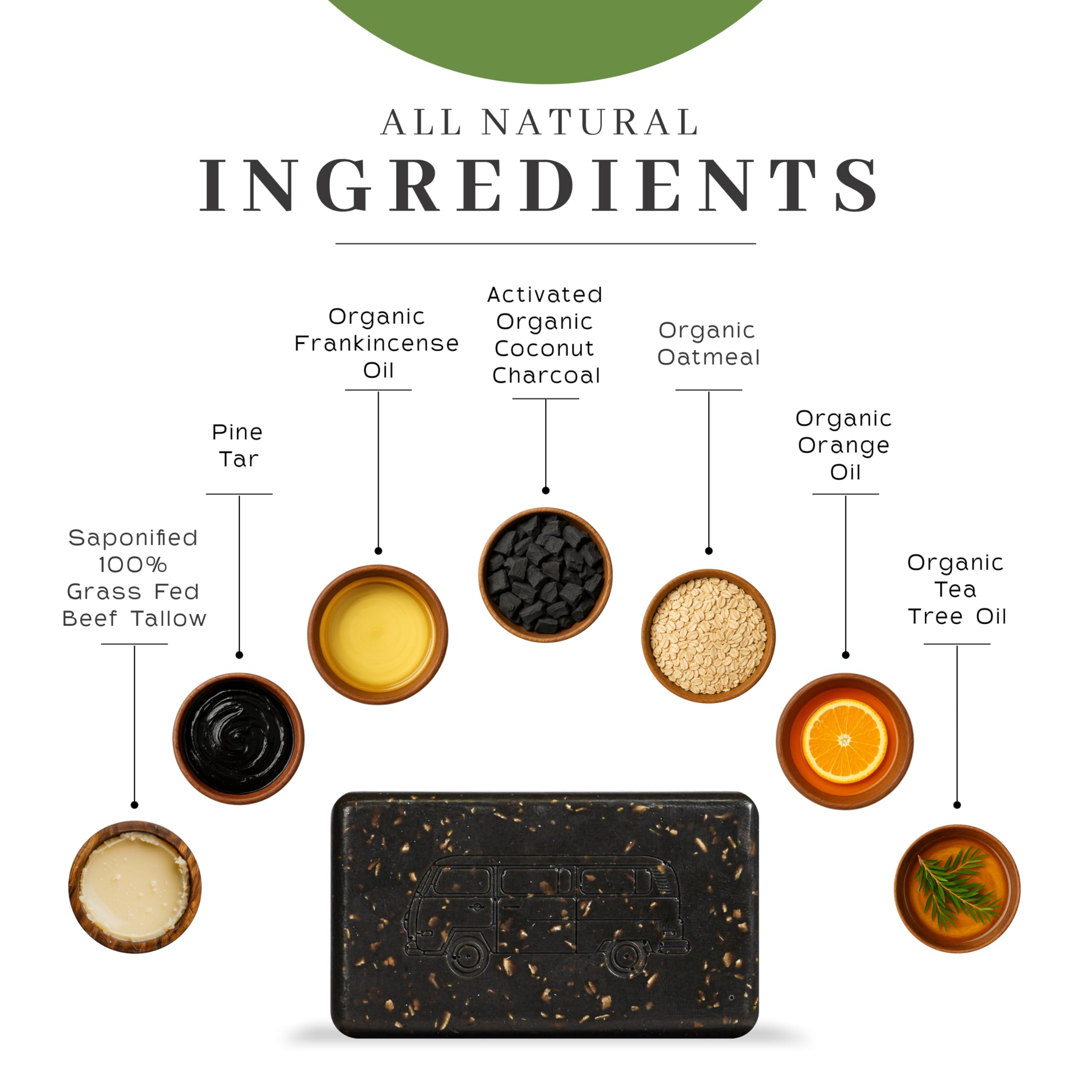 VanMan Tallow & Pine Tar Soap Bar | Grass-Fed Beef Tallow, Oatmeal & Charcoal | Exfoliating Face & Body – 3.8oz | The VanMan Company