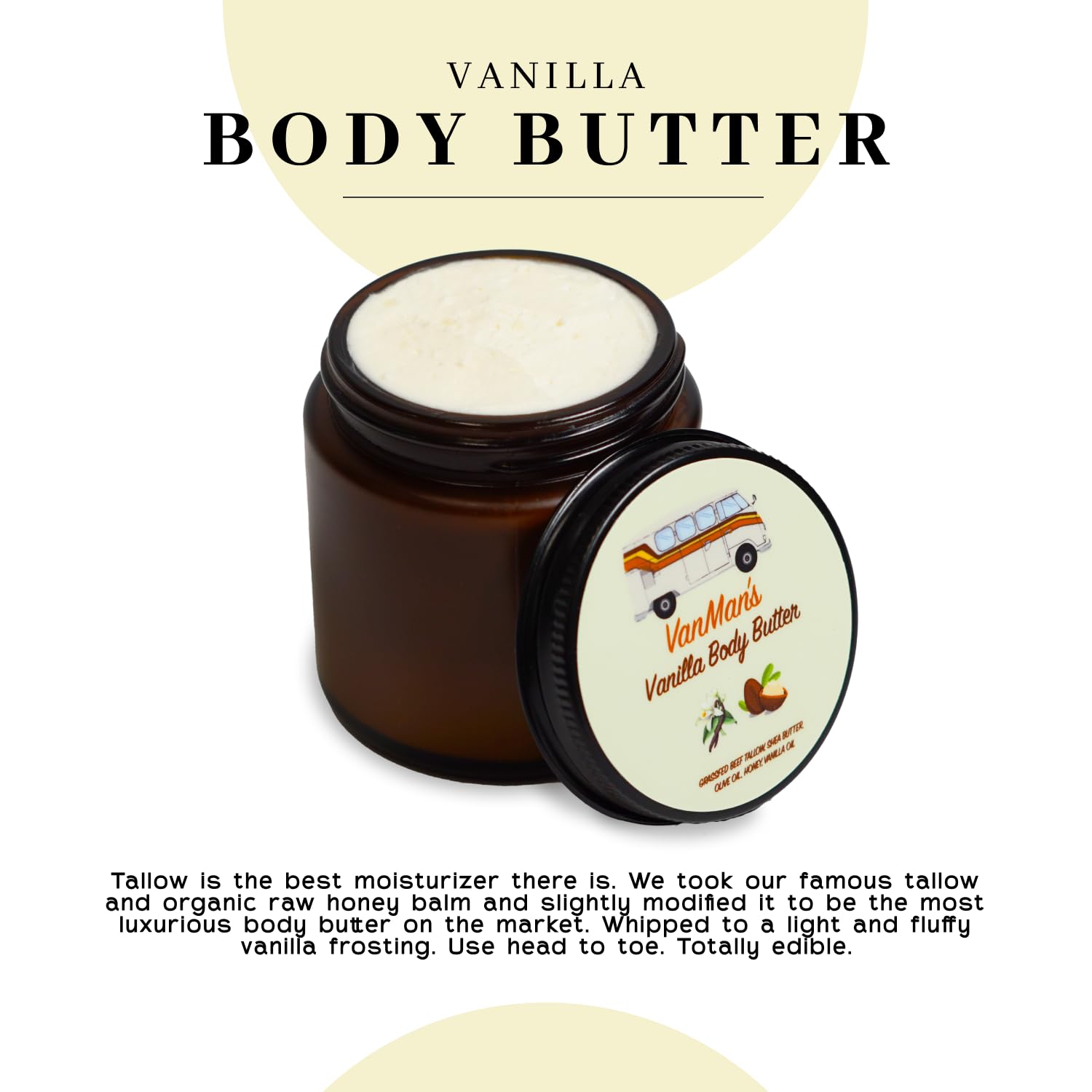 The VanMan Company - Vanman's Whipped Tallow Vanilla Body Butter (2.9 oz)