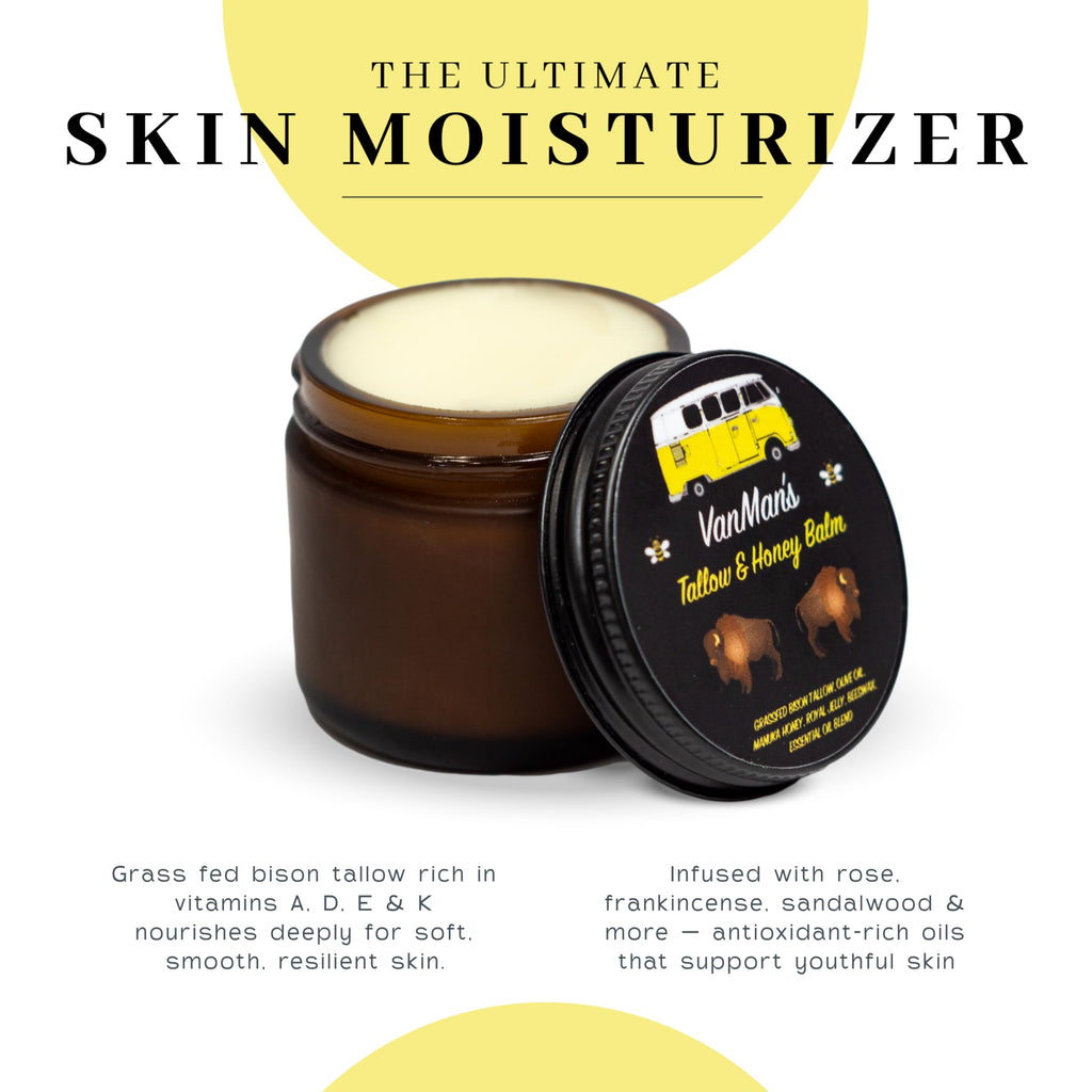 Vanman’s Tallow & Honey Balm – Grass-Fed Bison Tallow, Manuka Honey & Royal Jelly | 2.4 oz