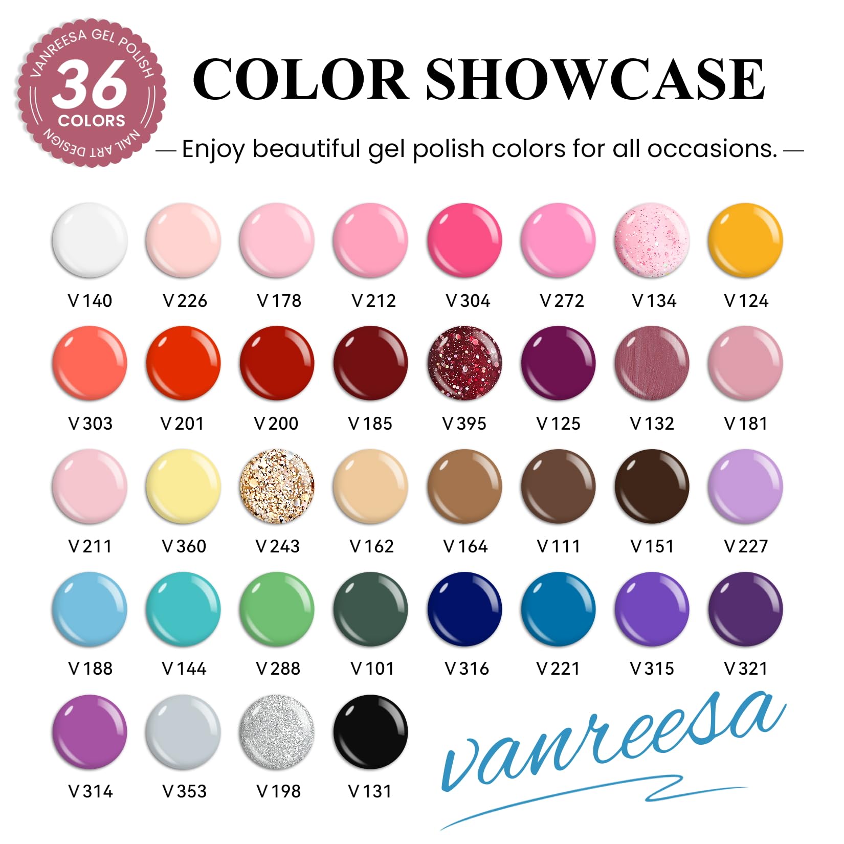 VANREESA Gel Nail Polish Kit with UV Light – 53 Pcs Complete Nail Set