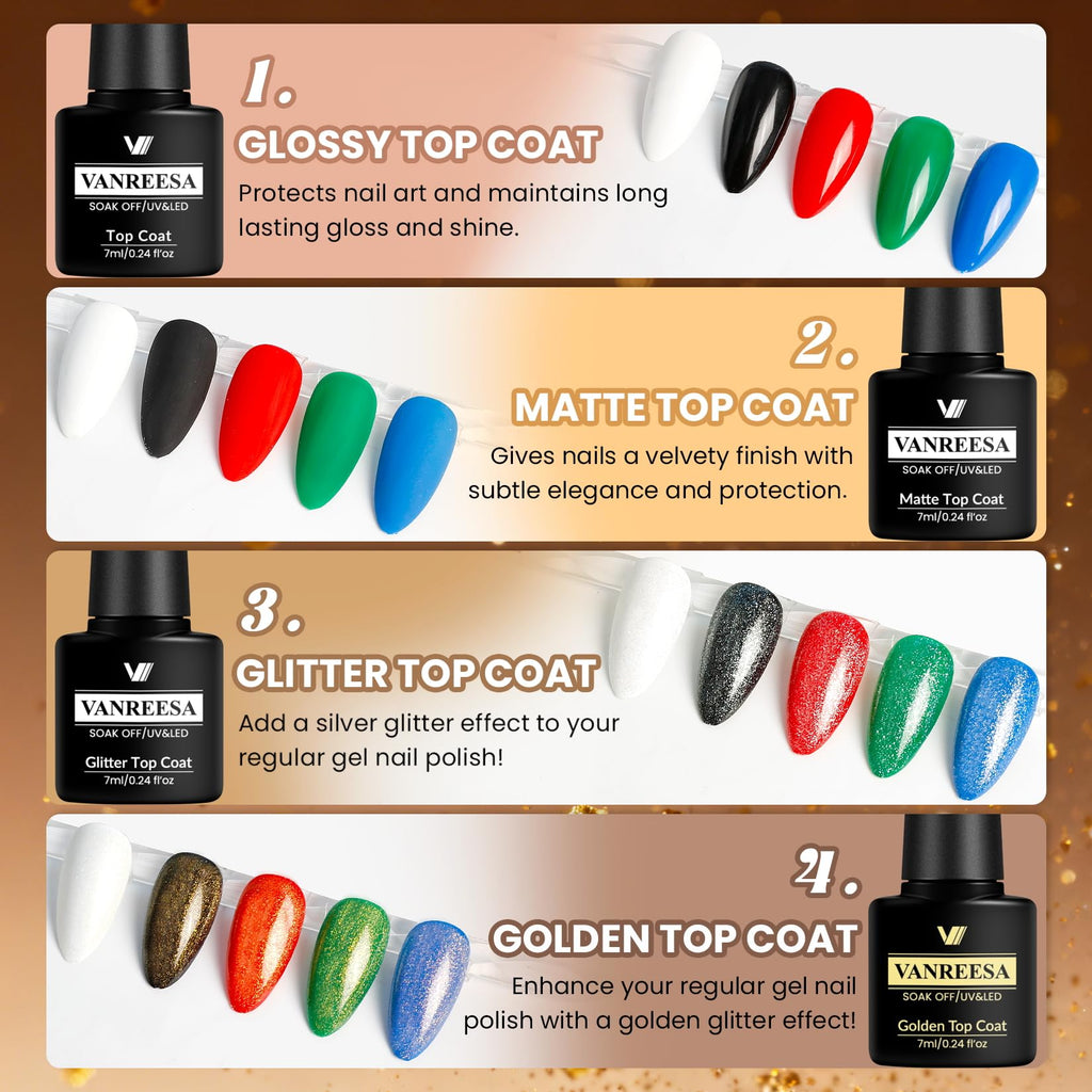 VANREESA 24-Piece Gel Nail Polish Set | 19 Colors + Base Coat & 4 Top Coats