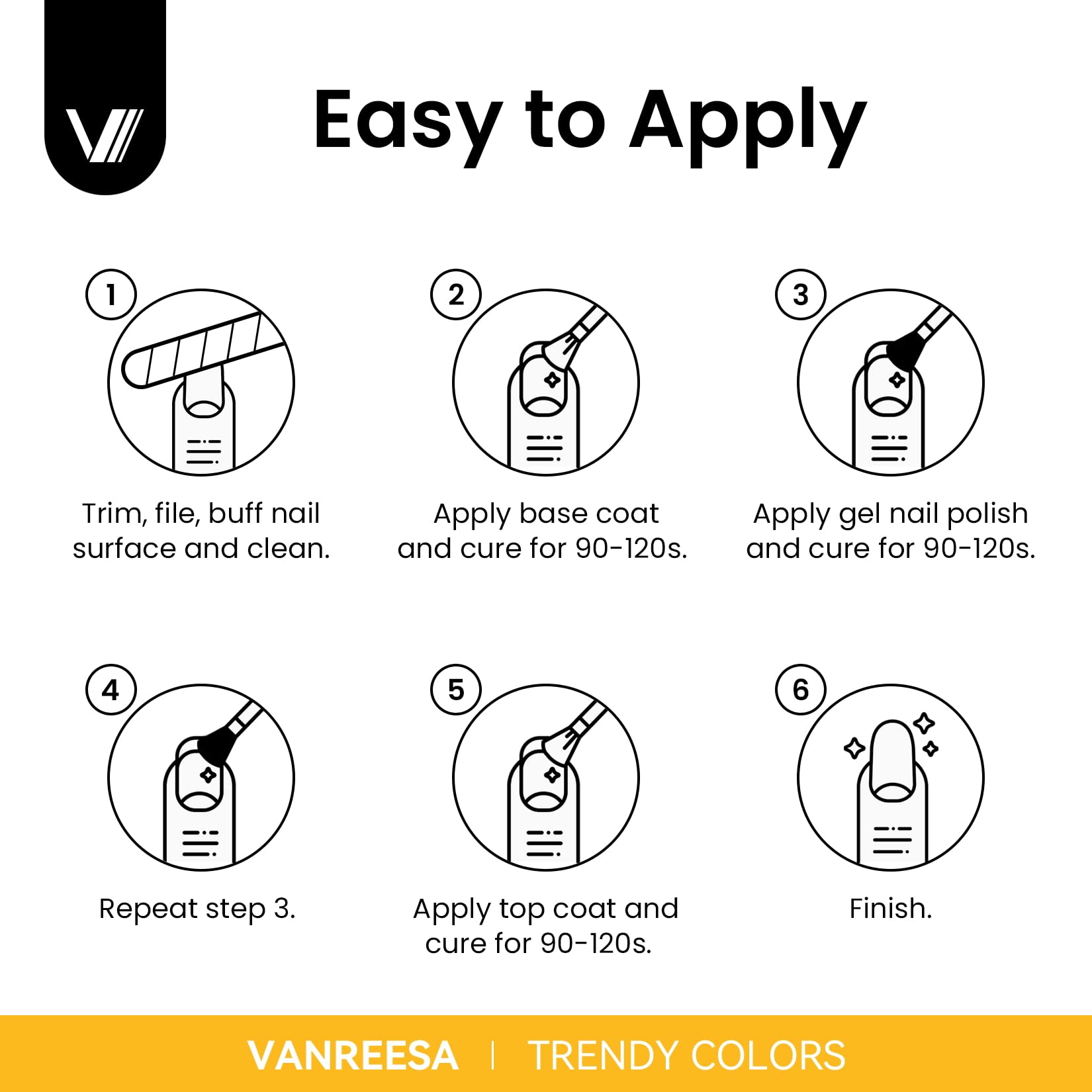 VANREESA 60 Pcs Gel Nail Polish Set – 55 Colors + Base Coat & 4 Top Coats for Home & Salon