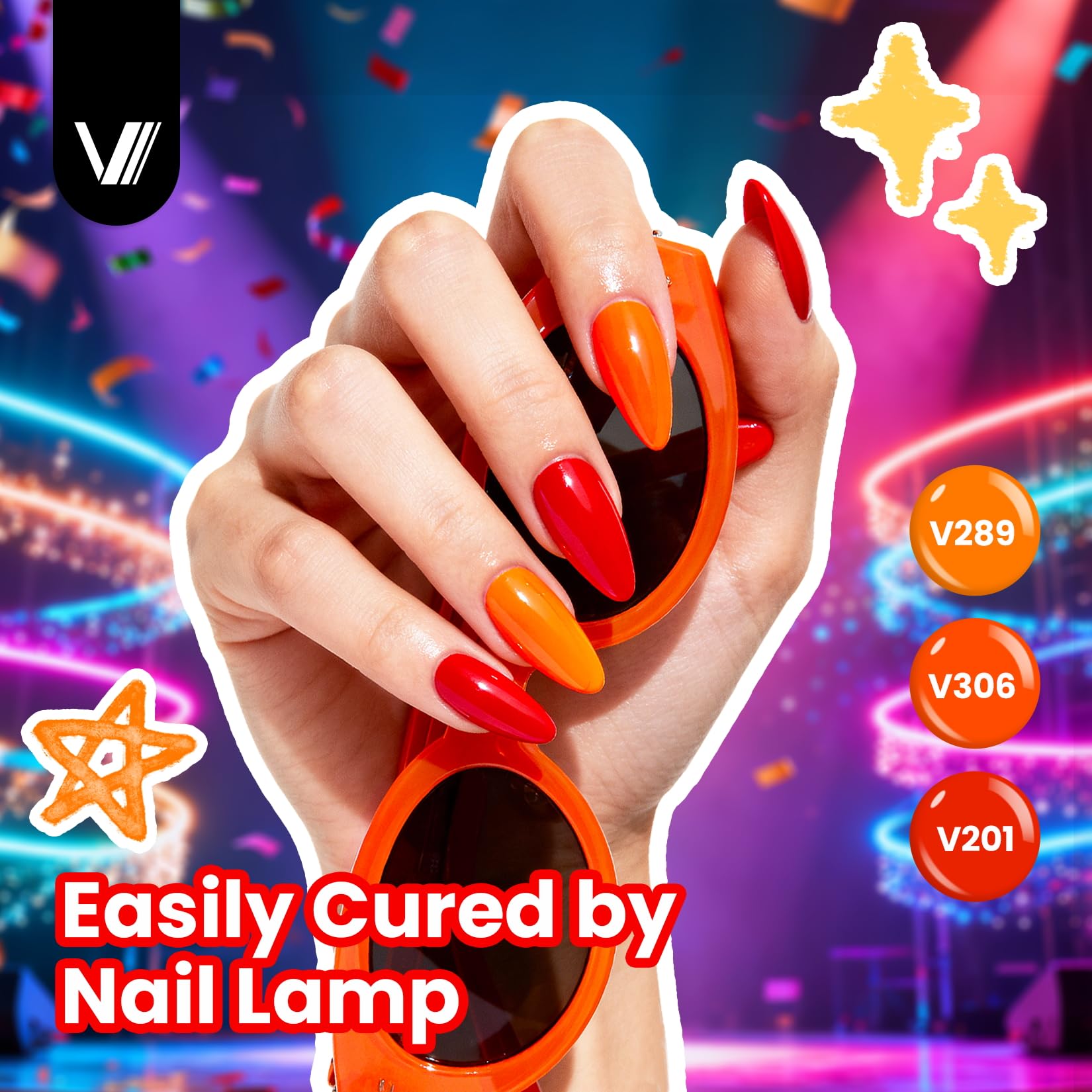 VANREESA Gel Nail Polish Set – 24 Pcs with Base Coat & 4 Top Coats, Bright Colors