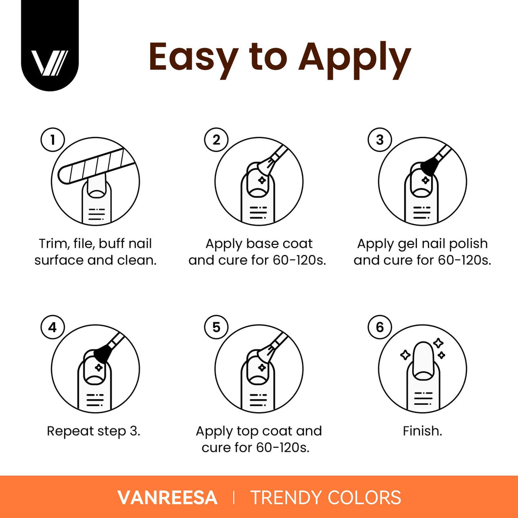 VANREESA 60-Pcs Gel Nail Polish Set: 55 Colors + Base Coat & 4 Top Coats for Home Manicure