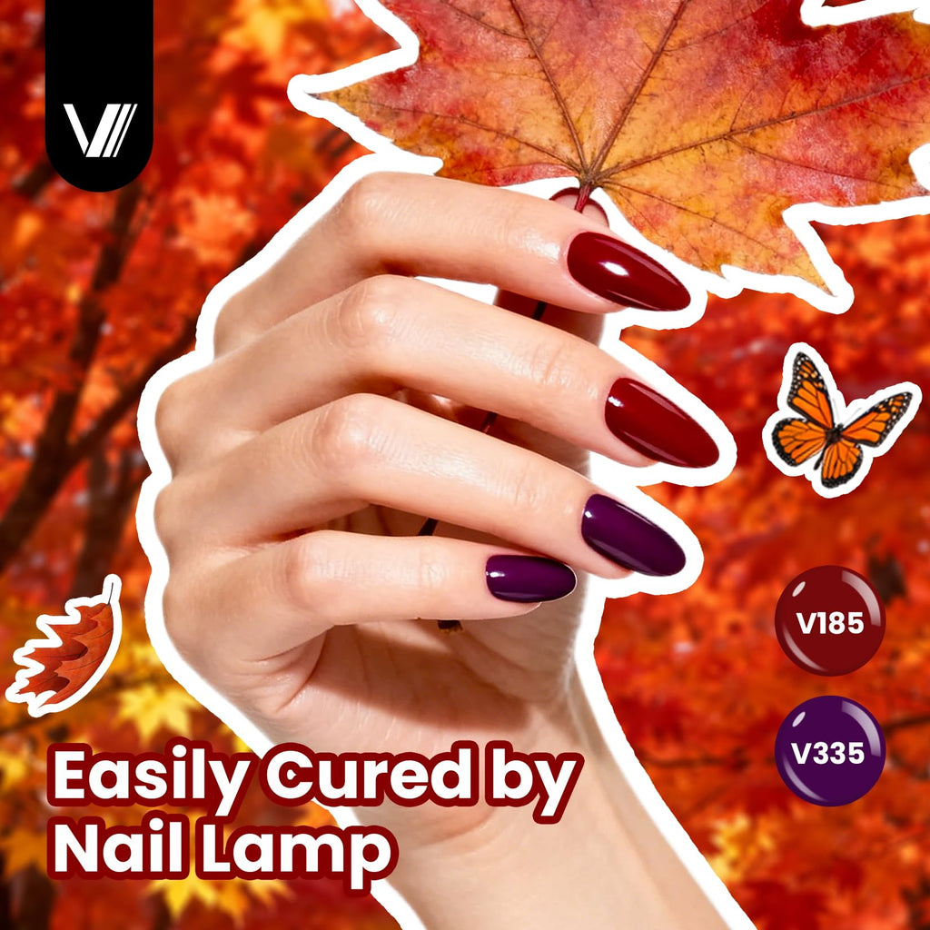 VANREESA 24-Piece Fall Gel Nail Polish Set – 19 Colors + Base Coat & 4 Top Coats