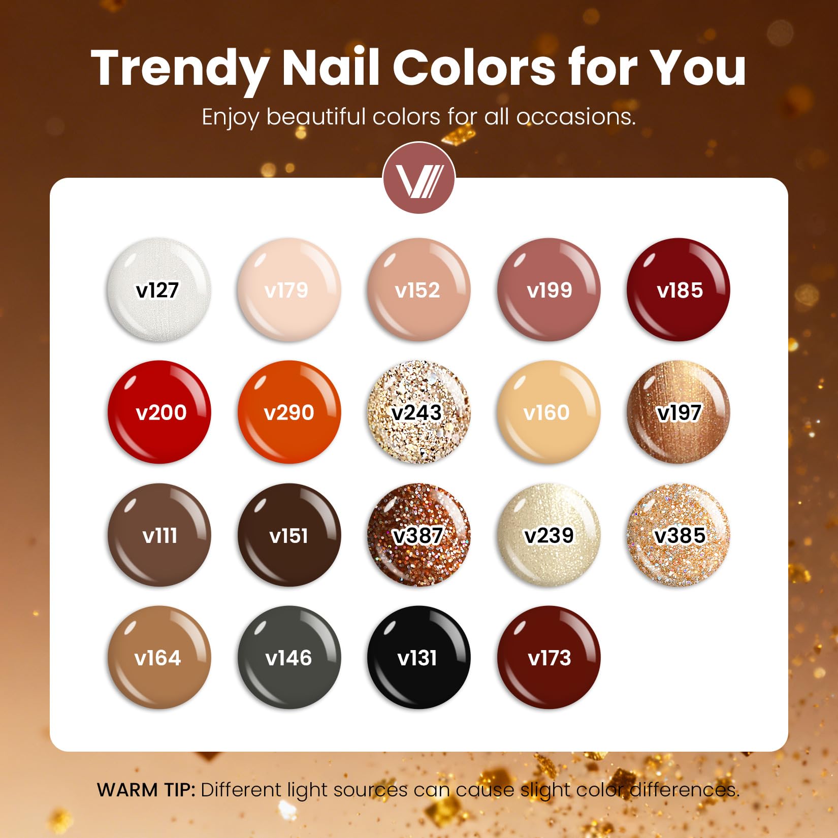 VANREESA 24-Piece Gel Nail Polish Set | 19 Colors + Base Coat & 4 Top Coats
