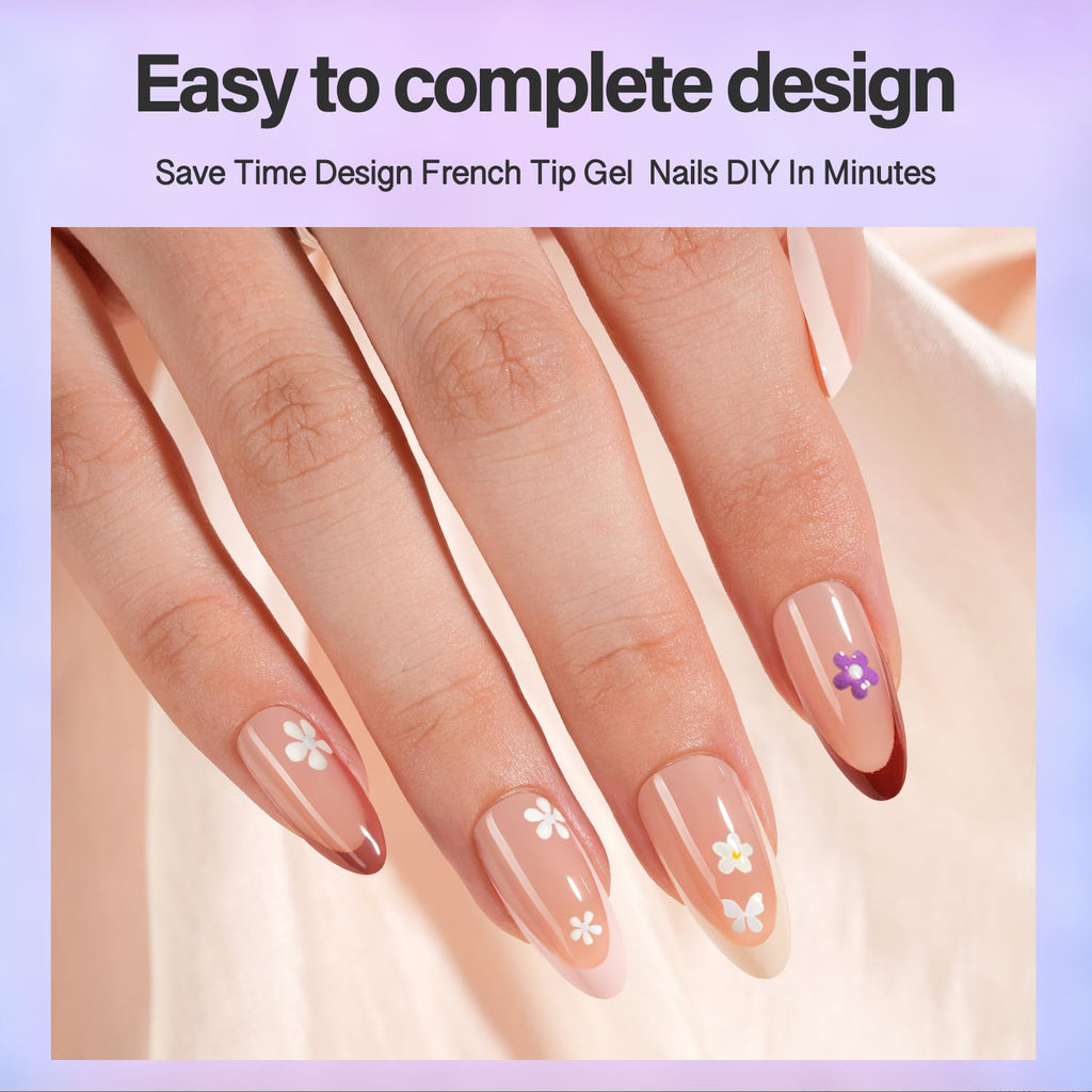 Vansiho French Gel Nails Kit – Medium Almond French Tip Press-On Nails with Nail Lamp