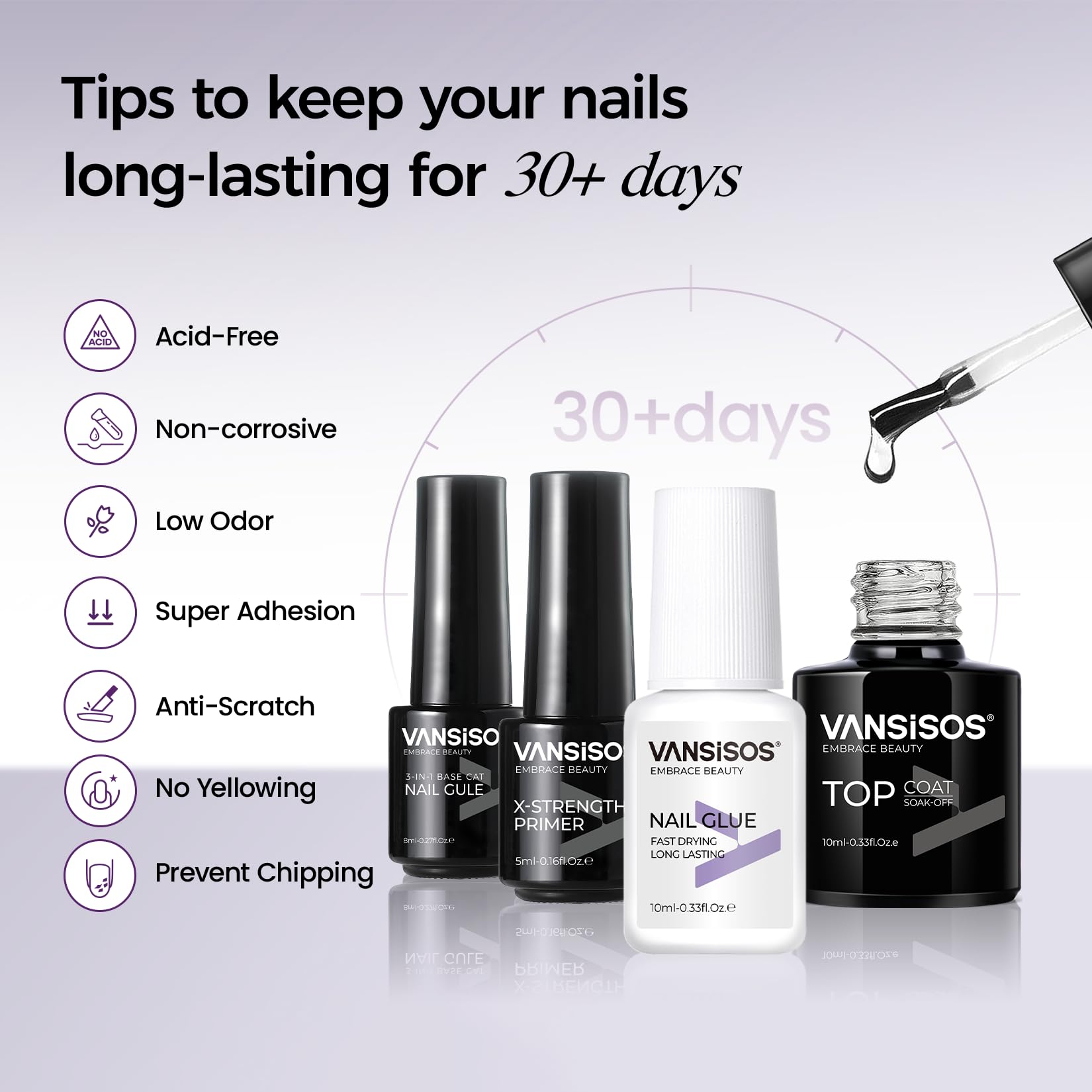 VANSISOS Professional Beginner Nail Kit with Drill – Complete Acrylic Set with Glitter Powder