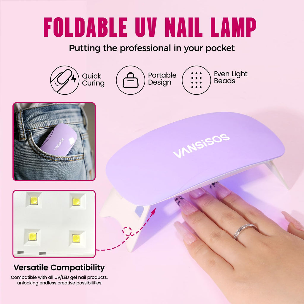 VANSISOS Poly Gel Nail Kit for Beginners - 14 Color Gel Nail Extension Set + UV Lamp