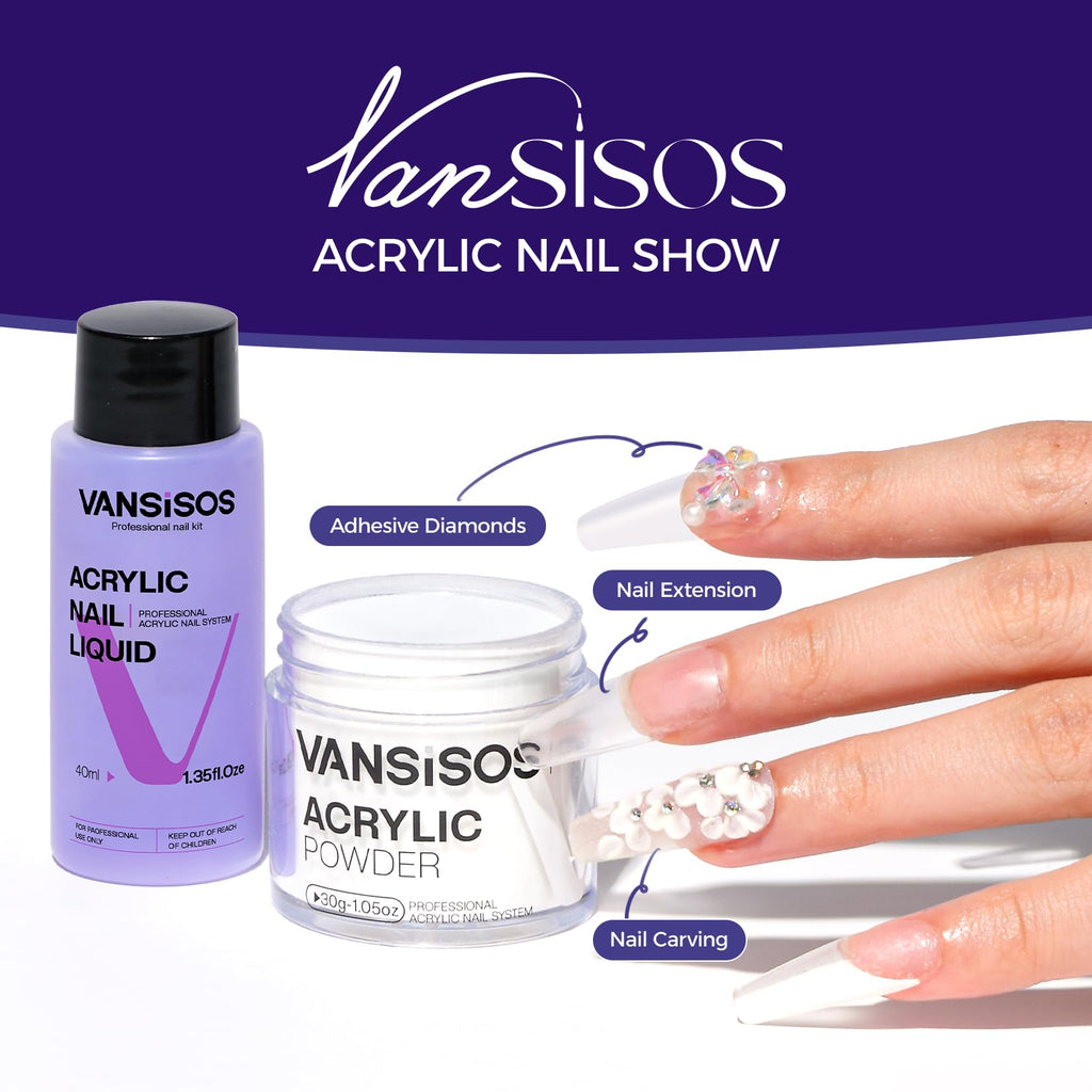VANSISOS Acrylic Nail Kit Starter – Clear Powder & Liquid Set for Beginners