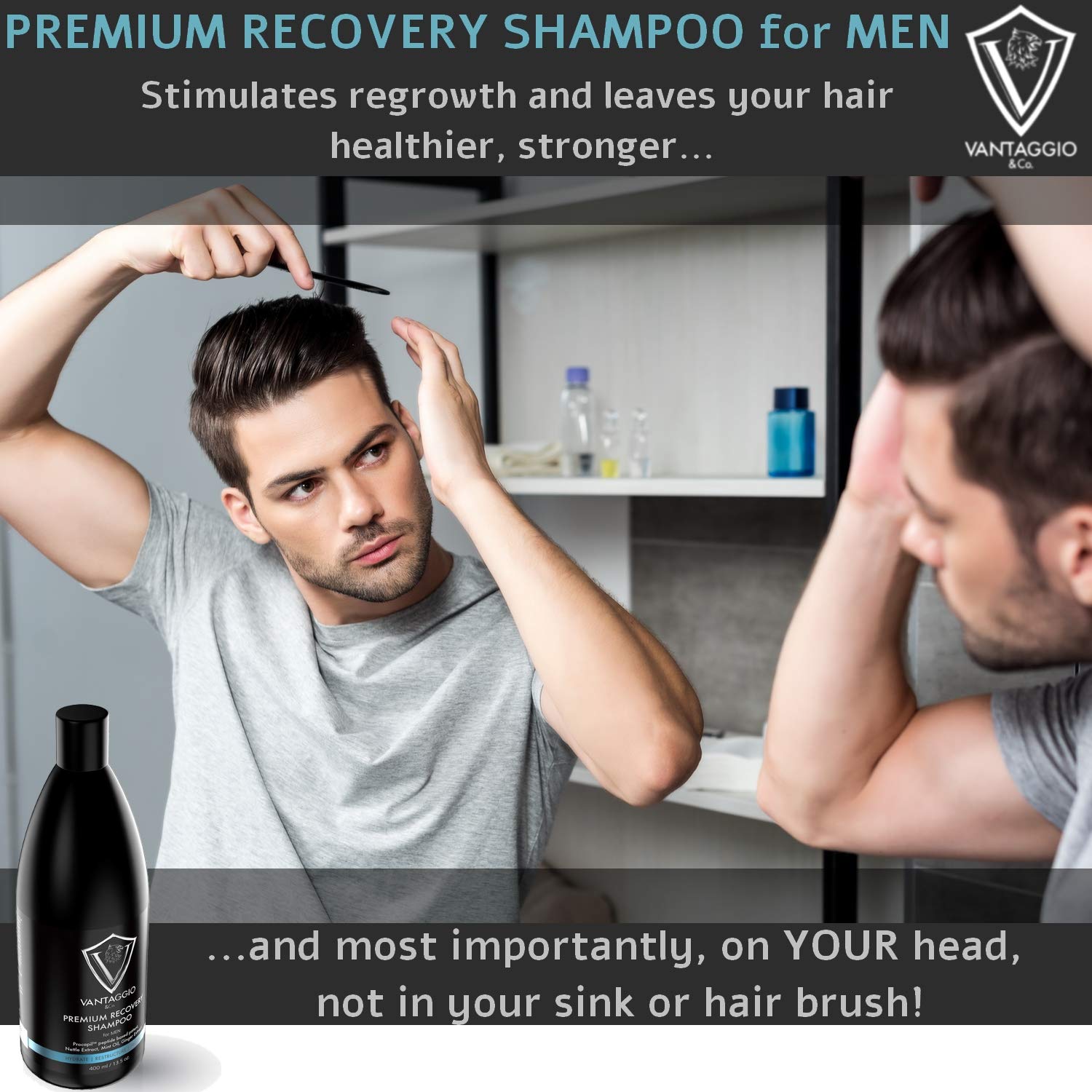 Vantaggio & Co. Hair Loss Shampoo for Men – DHT Blocker, ProCapil, Castor Oil – 13.5 oz