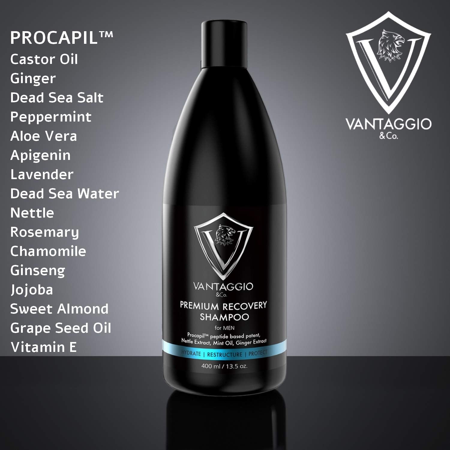 Vantaggio & Co. Hair Loss Shampoo for Men – DHT Blocker, ProCapil, Castor Oil – 13.5 oz